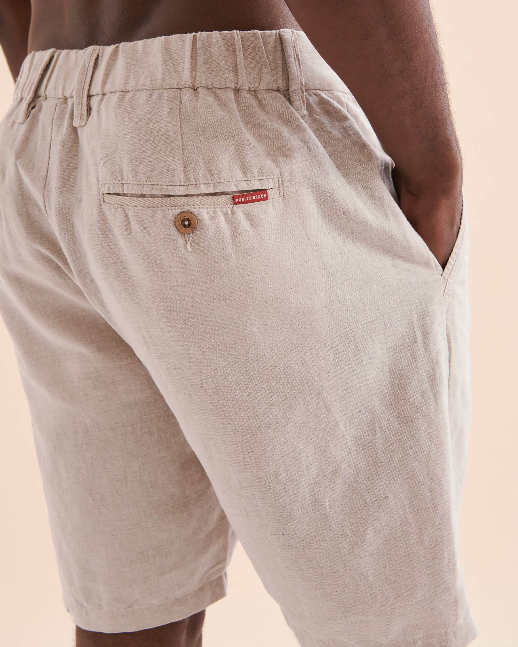 PUBLIC BEACH Short bermuda lin Naturel PB6801BIK - Voir3