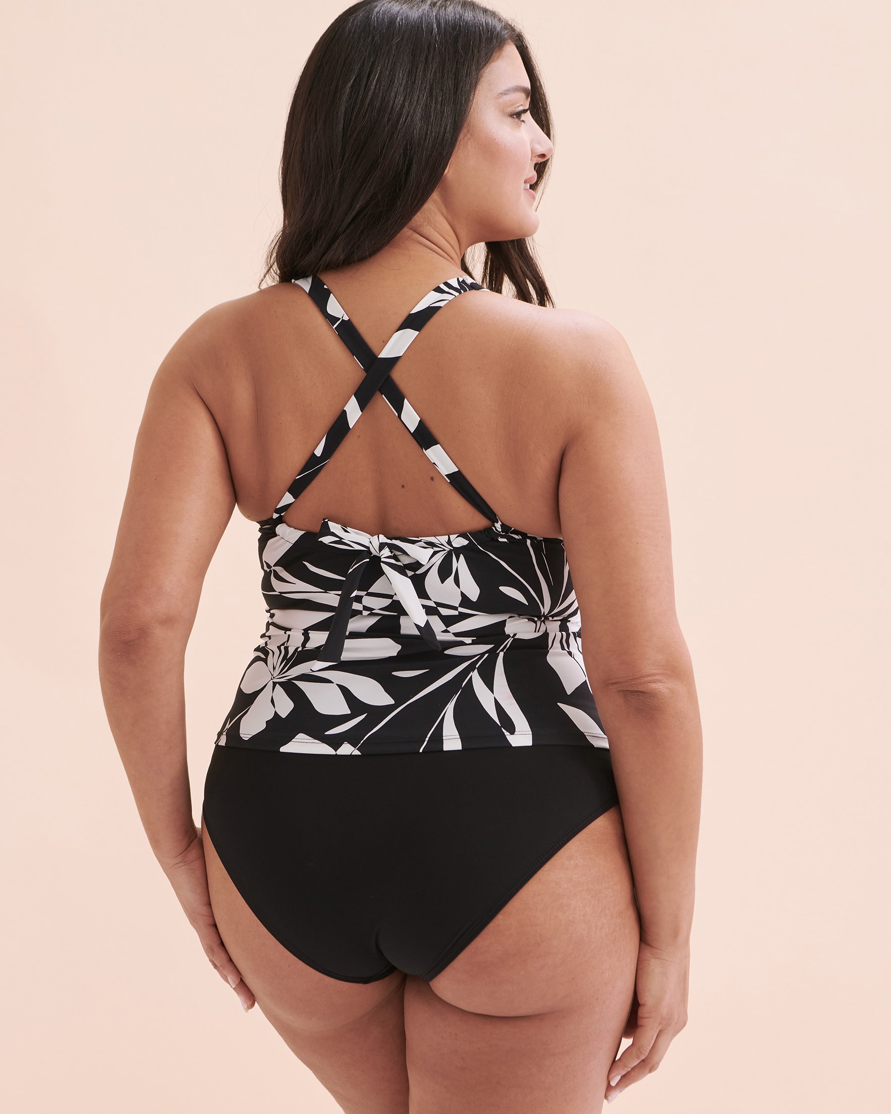 CHRISTINA Graphic Art D Cup Tankini Top Black and White Floral 30GA5084D - View2