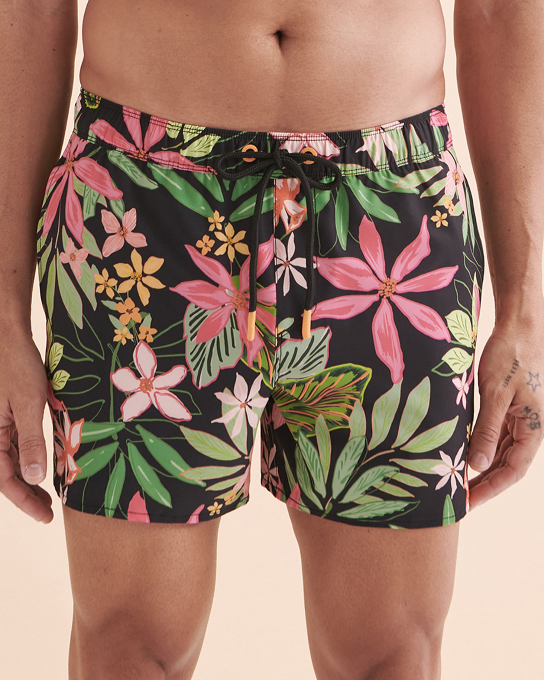 EVERYDAY SUNDAY Neon Vibes Retro Volley Swimsuit 2 Neon Tropical Leaves ESBEAM02793 - View3