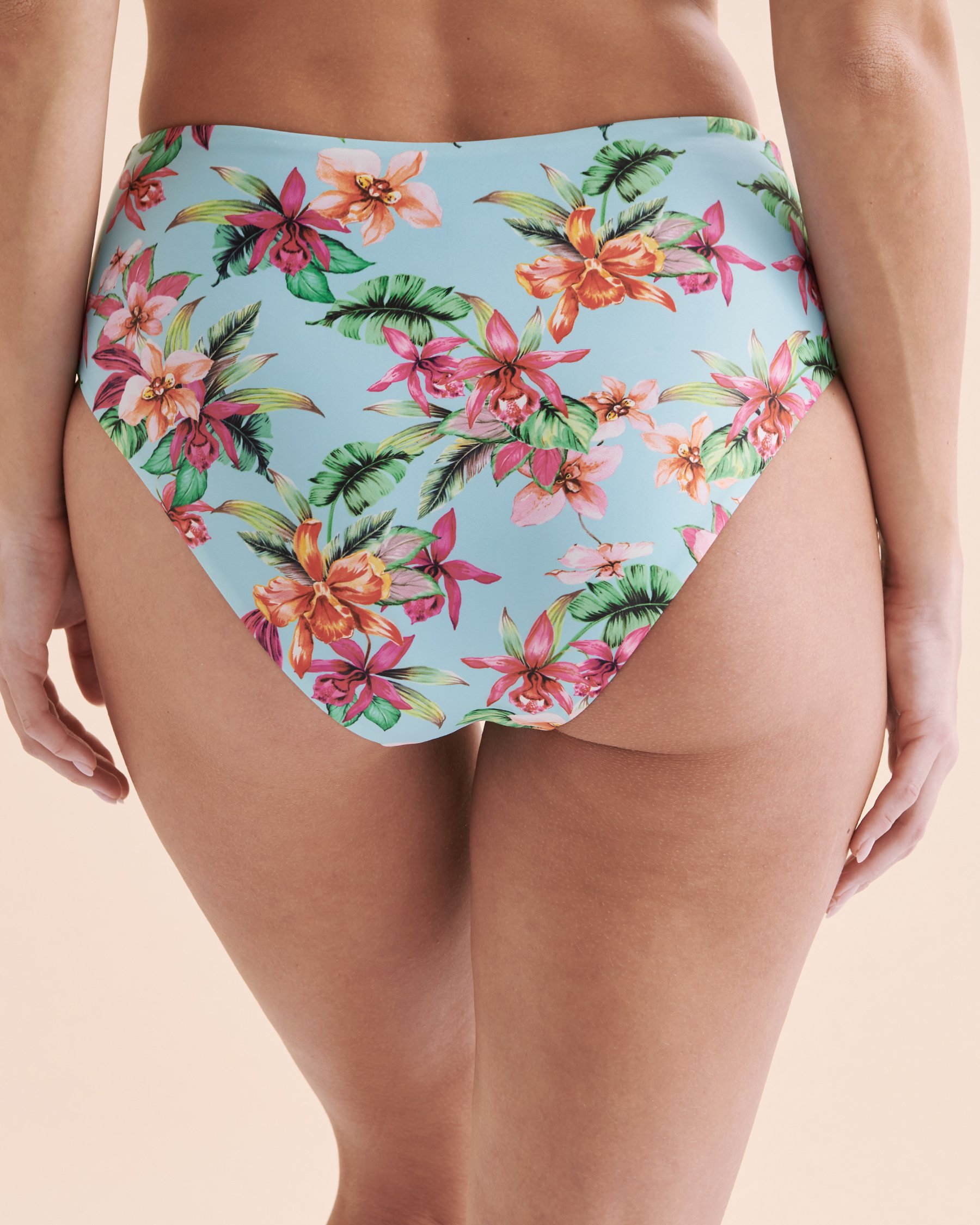 QUINTSOUL Sign of the Times High Waist Bikini Bottom Blue Floral Q24175010 - View2