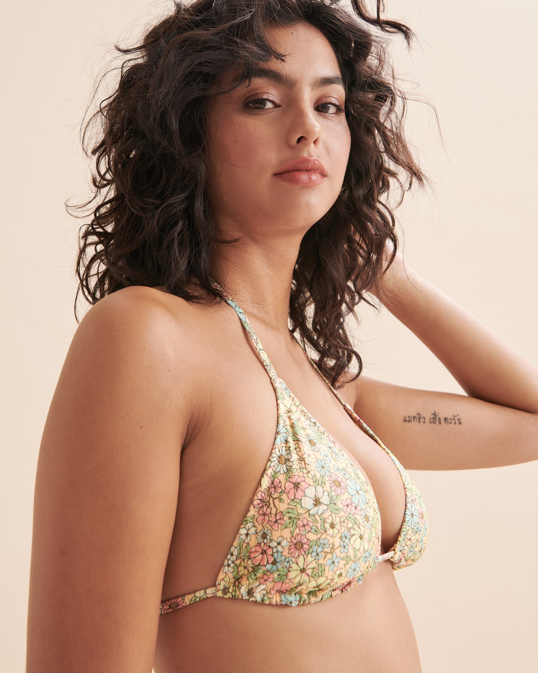 RIP CURL Sea of Dreams Triangle Bikini Top Yellow Floral 0G2WSW - View4