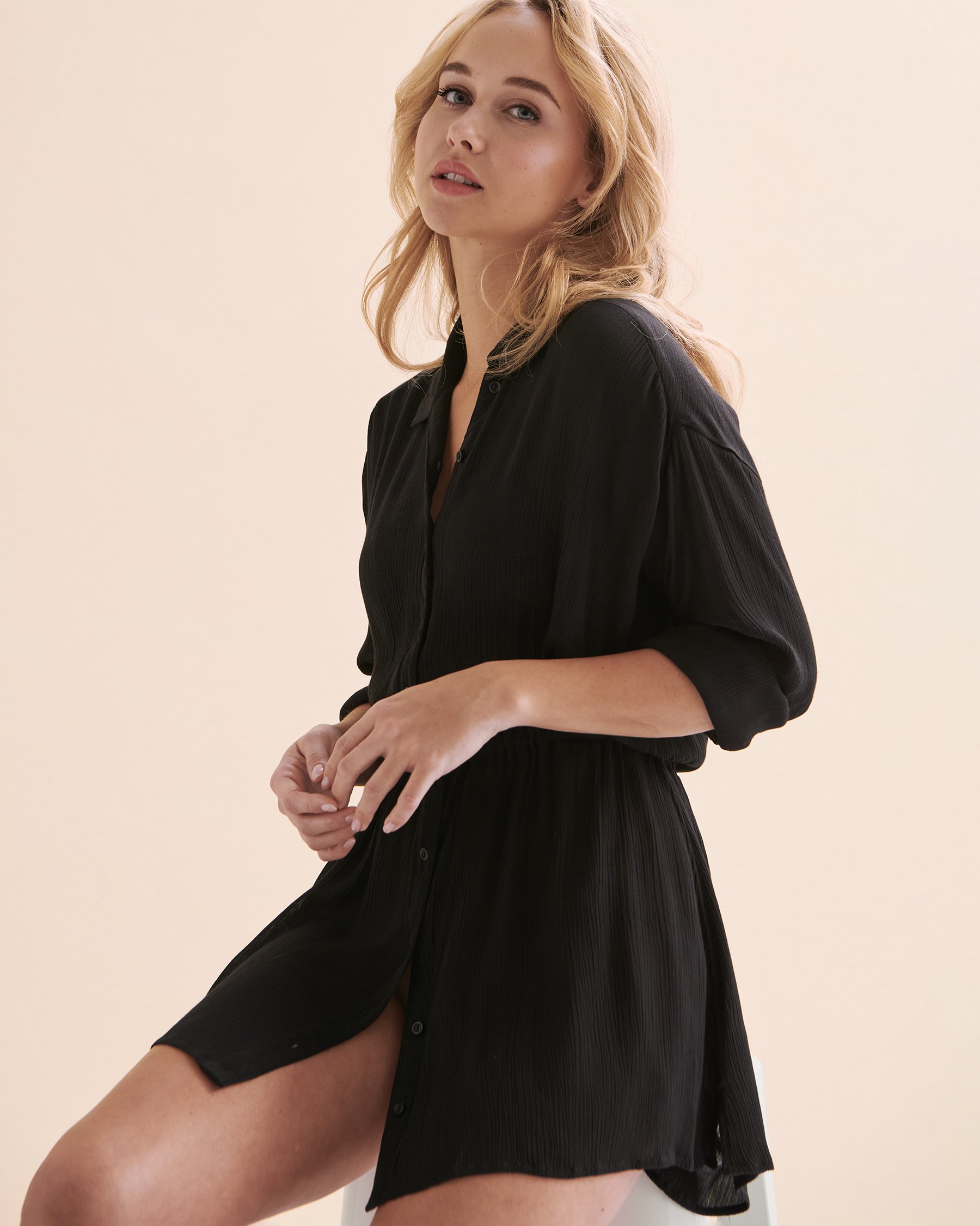 O'NEILL Saltwater Solids Long Sleeve Button Down Tunic Black SP3416063 - View3