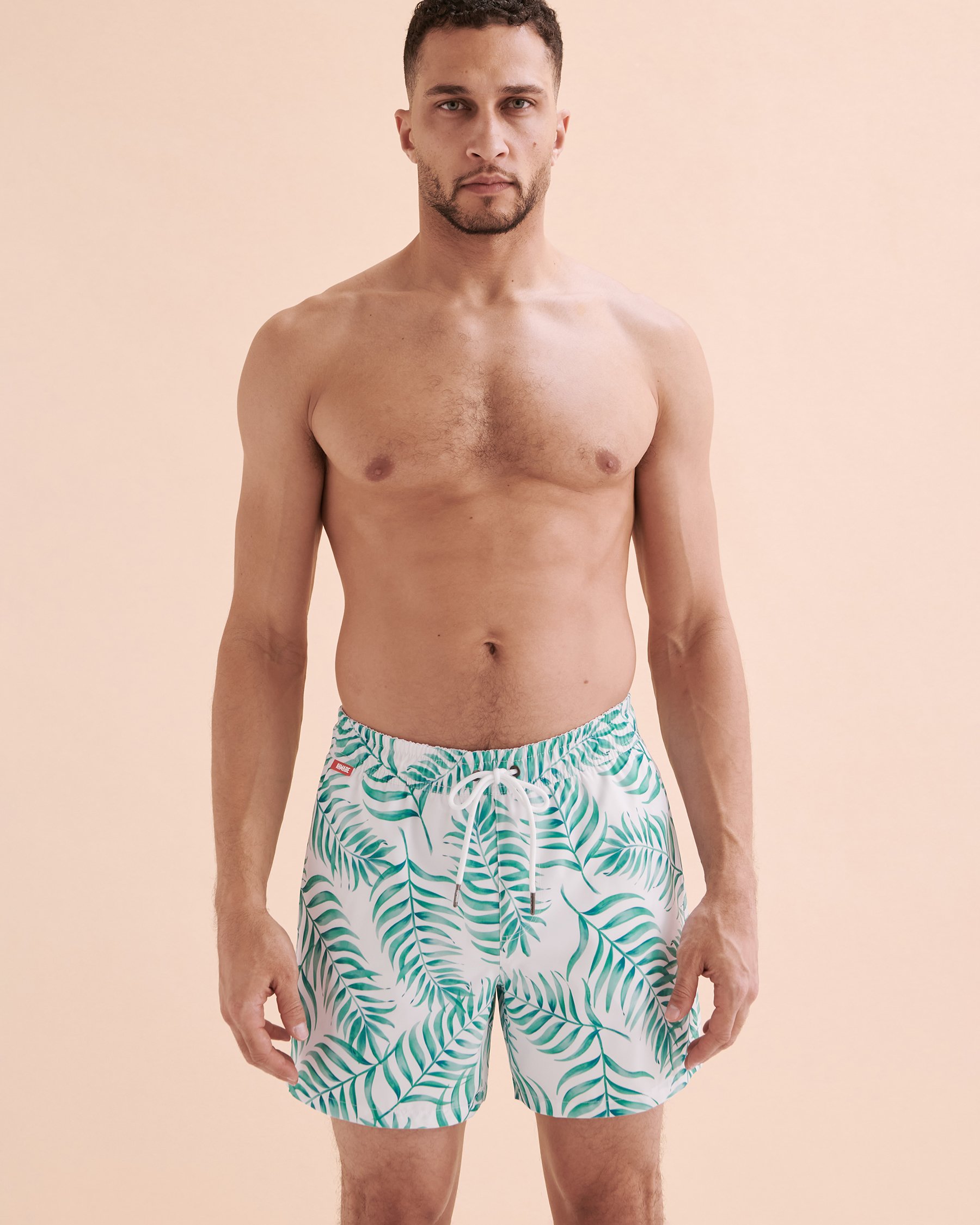 HAMABE Volley Swimsuit White and Green Tropical 03100028 - View5