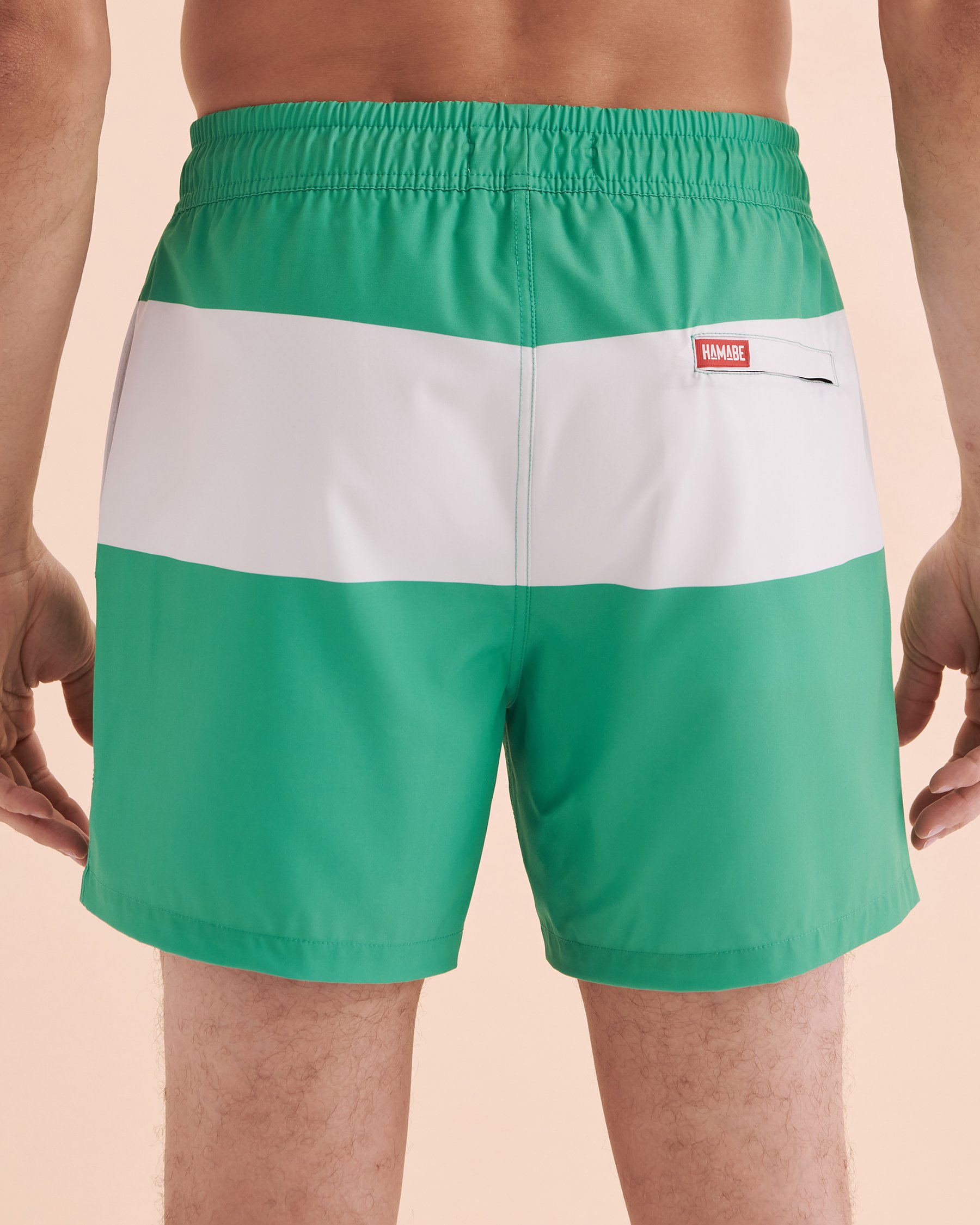 HAMABE Volley Swimsuit White and Green Stripes 03100028 - View6