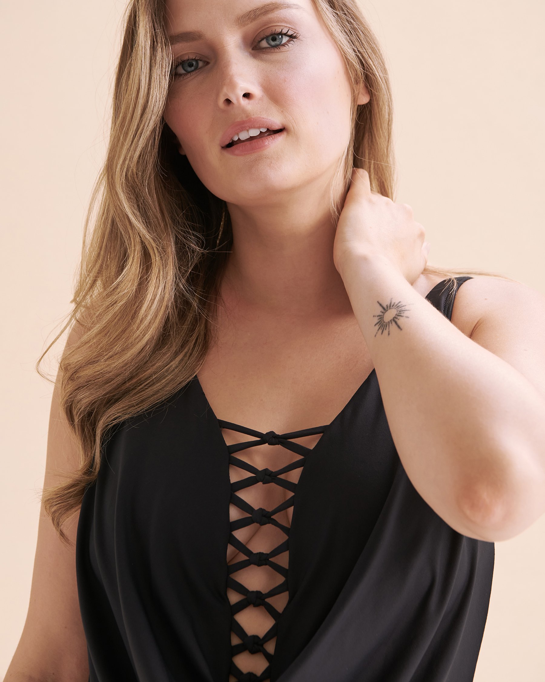 BLEU ROD BEATTIE Let's Get Knotty Draped One-piece Swimsuit Black RBKN24281 - View3