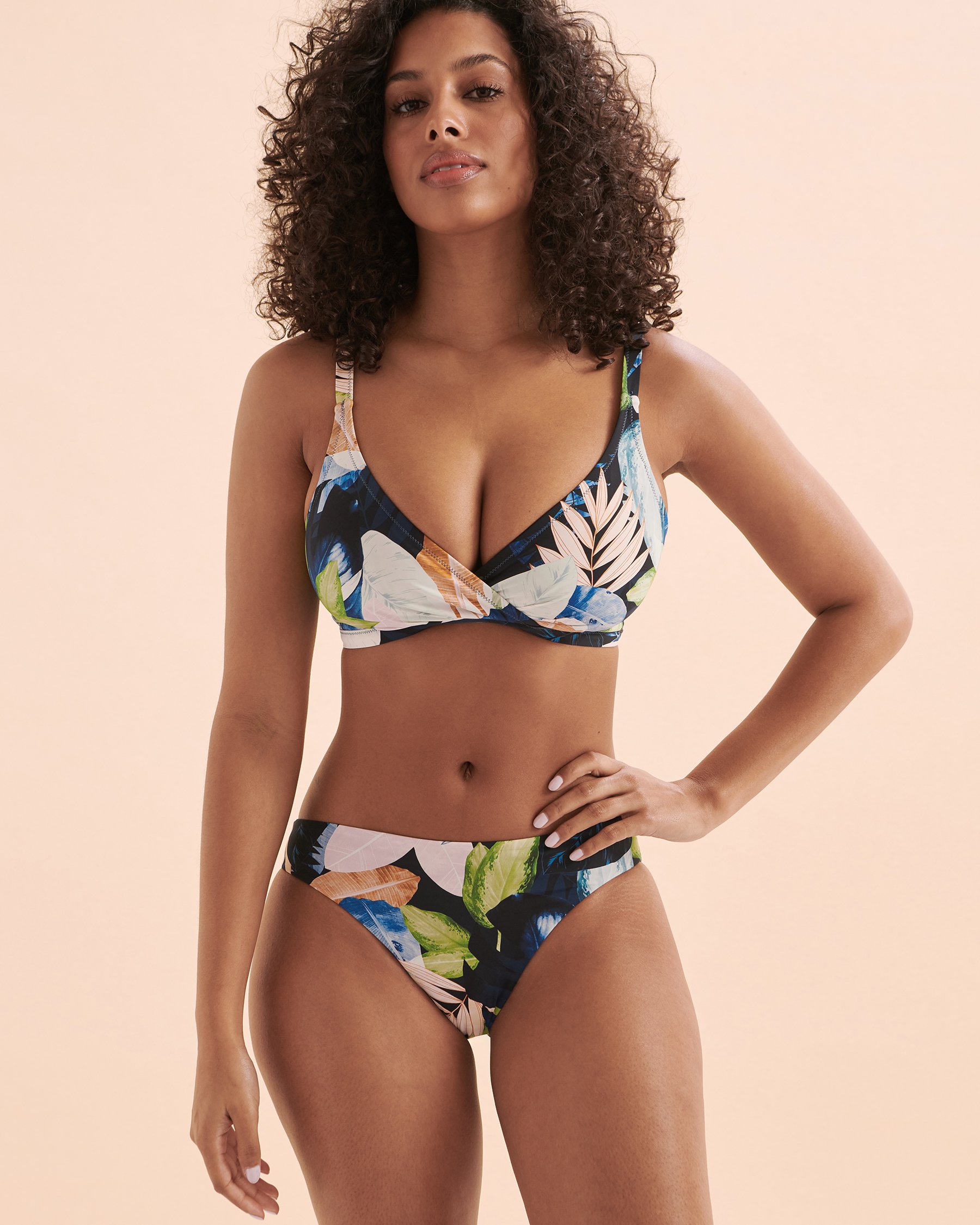 EVERYDAY SUNDAY Rainforest Tale D Cup Crossed Bikini Top Black Rainforest ESBEAW00904D - View3