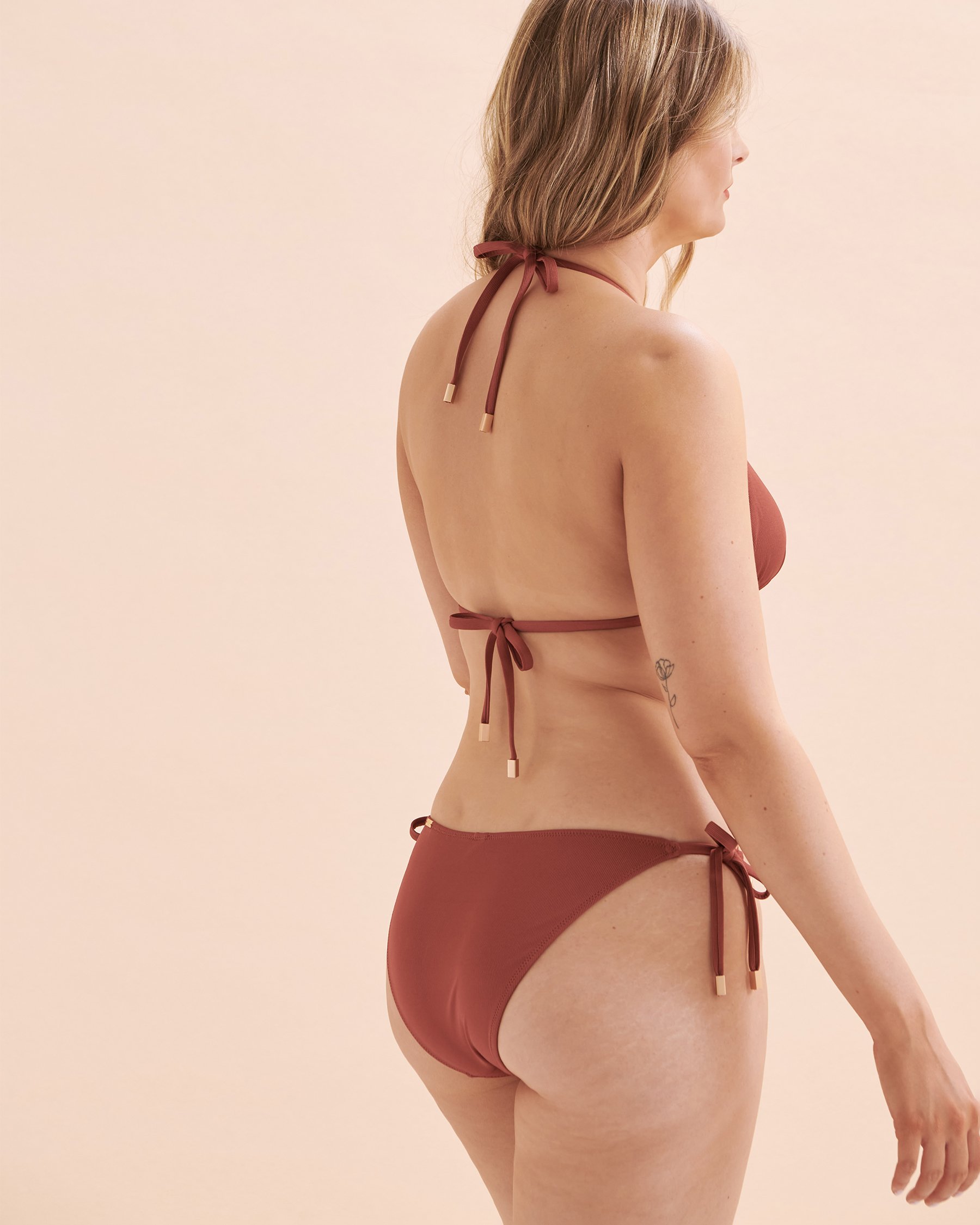 SANTEMARE Casablanca Ribbed Triangle Bikini Top Brown 01100282 - View5