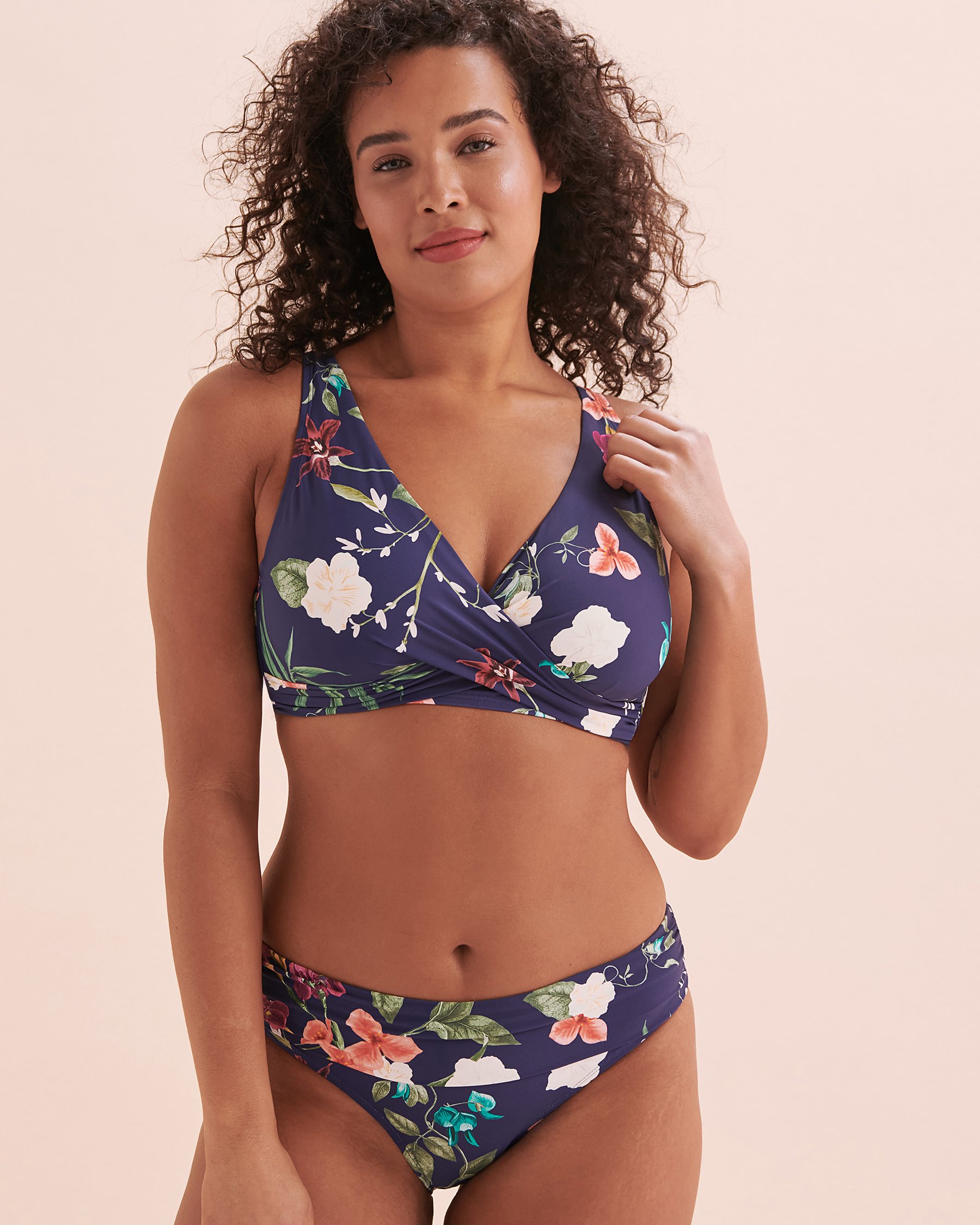JANTZEN Haut de bikini plongeant Vera Floral Fantasy Floral bleu foncé JZ24260B - Voir5