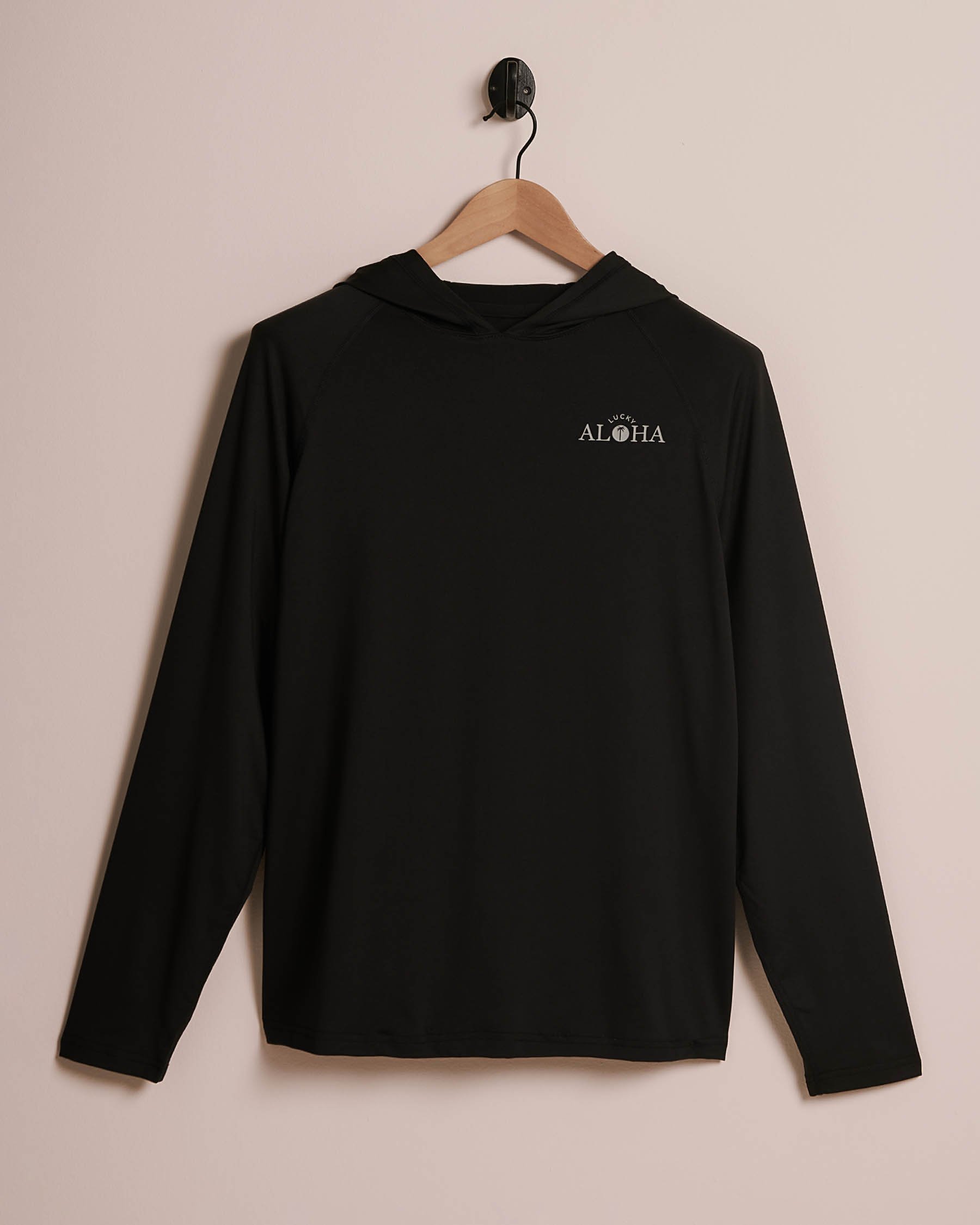 LUCKY ALOHA Coast UPF Loose Fit Hooded Rashguard Black CST7890 - View1