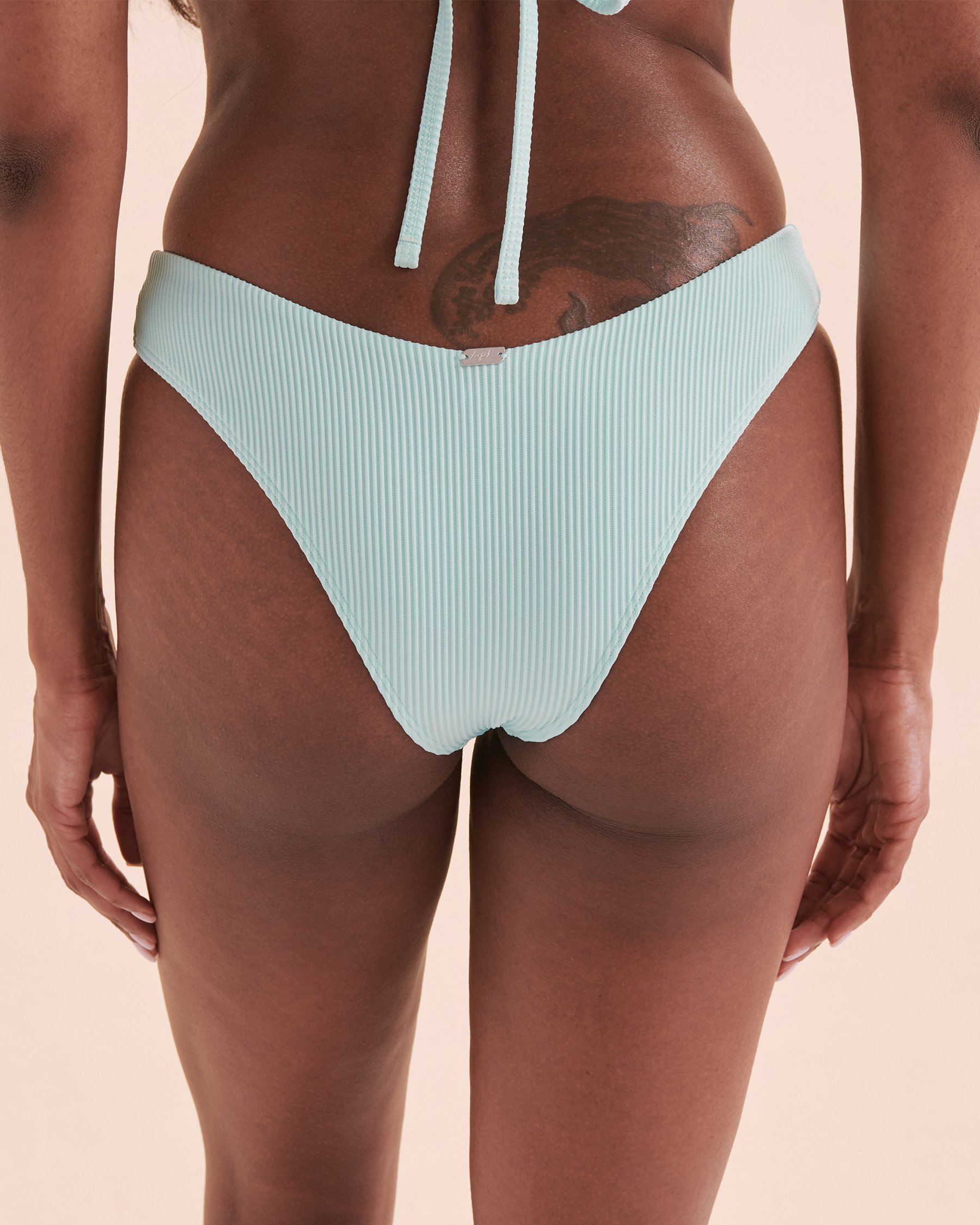 TROPIK Ribbed V-cut Thong Bikini Bottom Light Turquoise 01300323 - View4