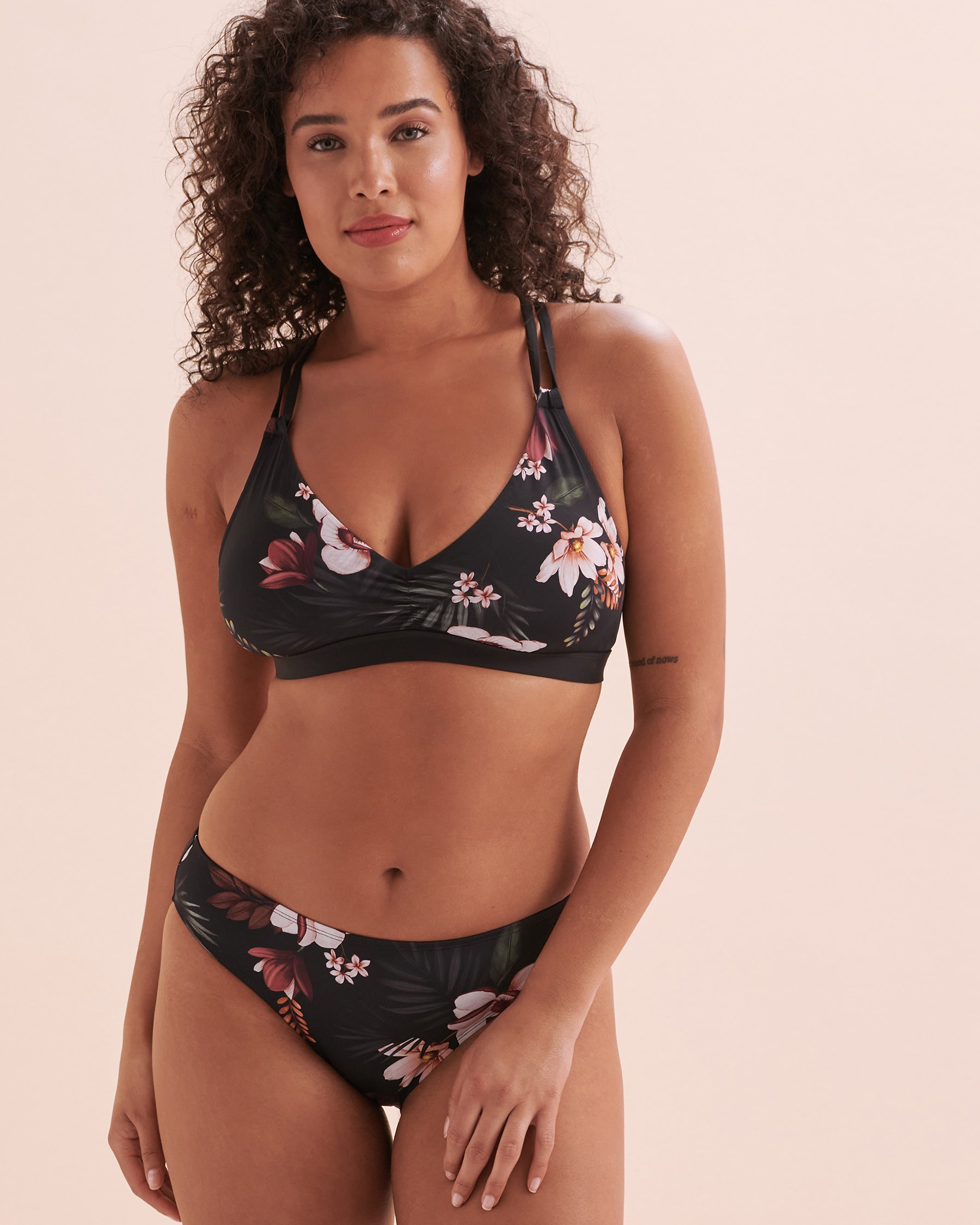 SKYE Summer Joy Mid Waist Bikini Bottom Black Floral SK769138 - View4