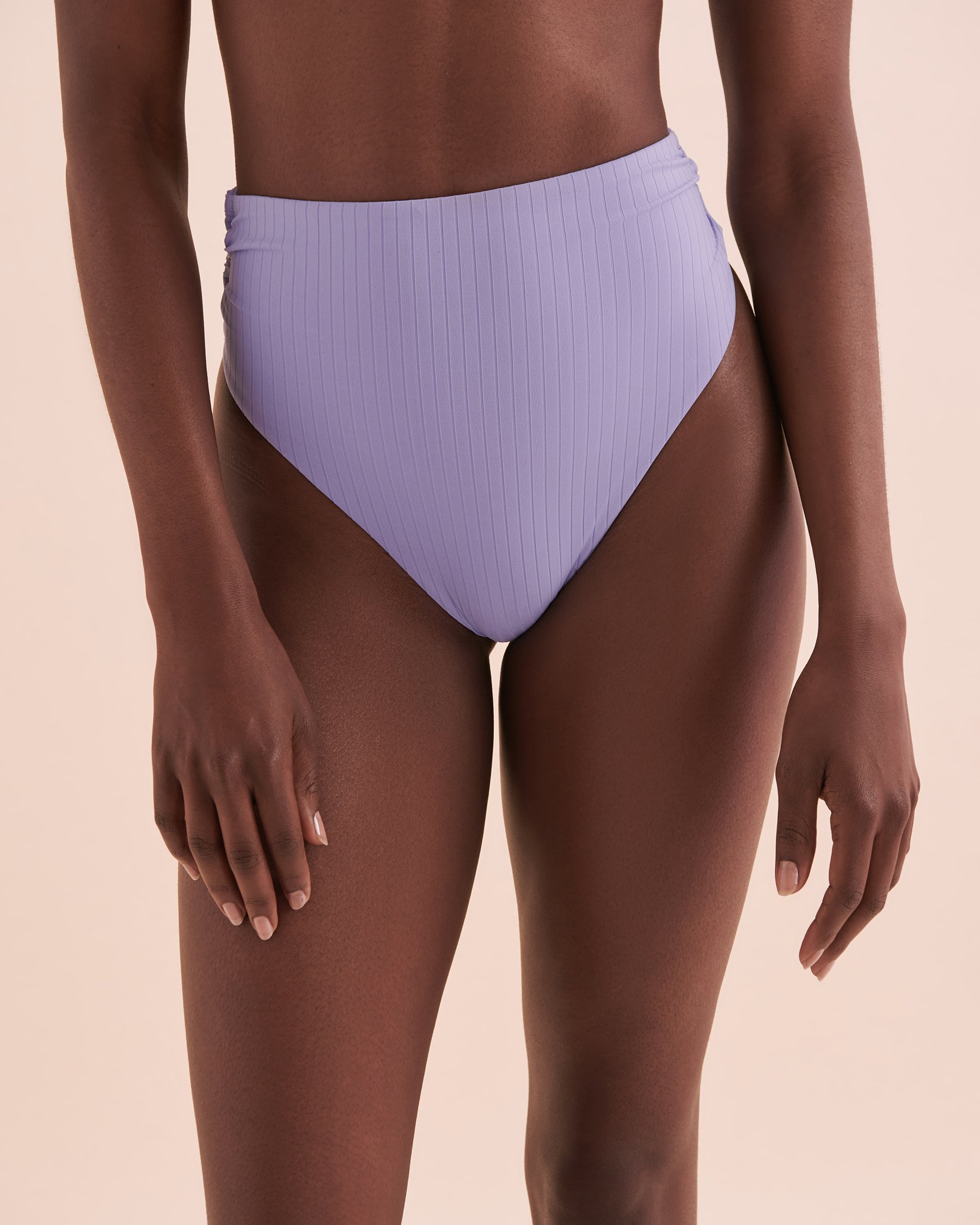 TROPIK Bas de bikini brésilien taille haute côtelé Sunset Lilas 01300317 - View4