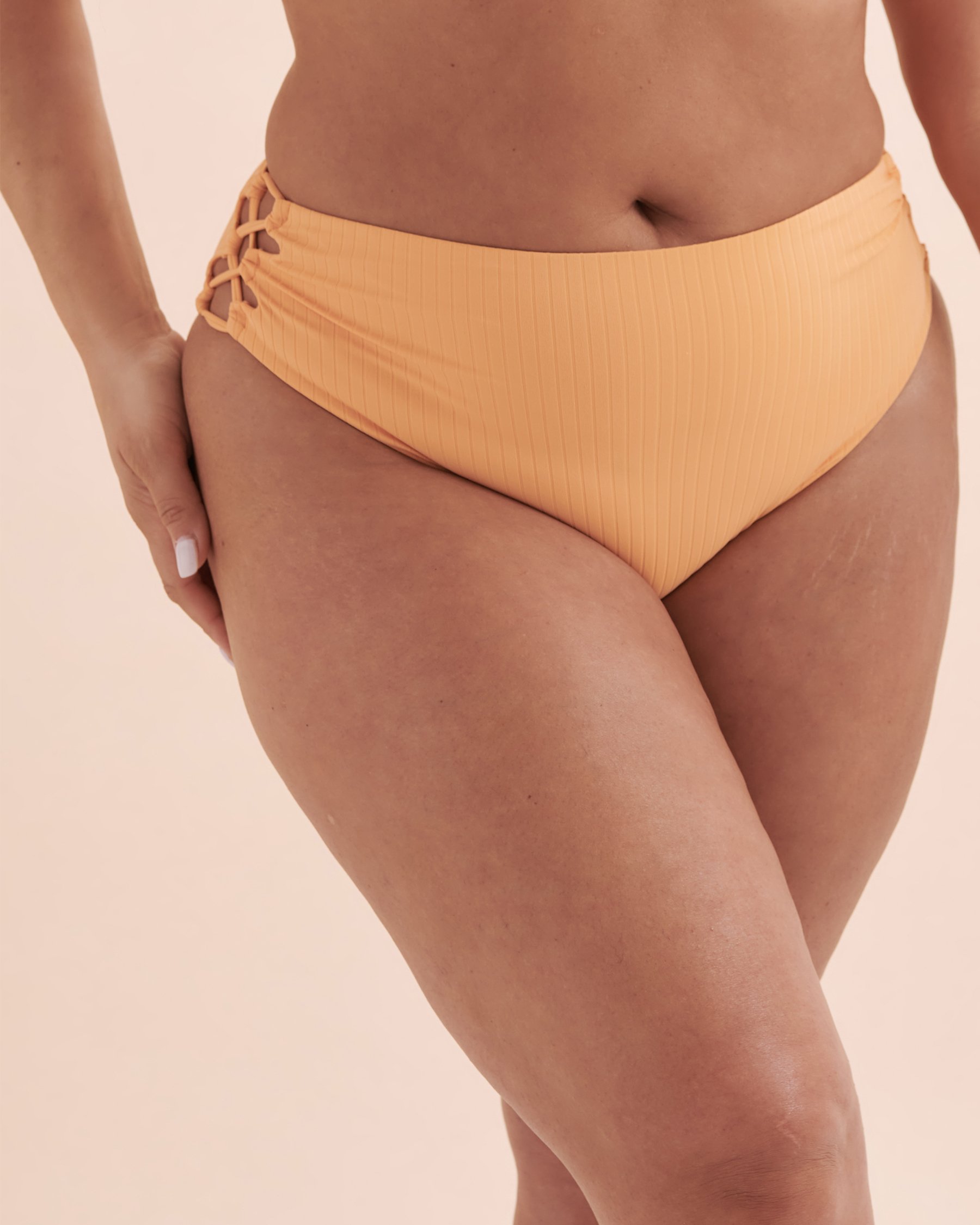 TROPIK Bas de bikini brésilien taille haute côtelé Sunset Citrouille 01300317 - Voir5