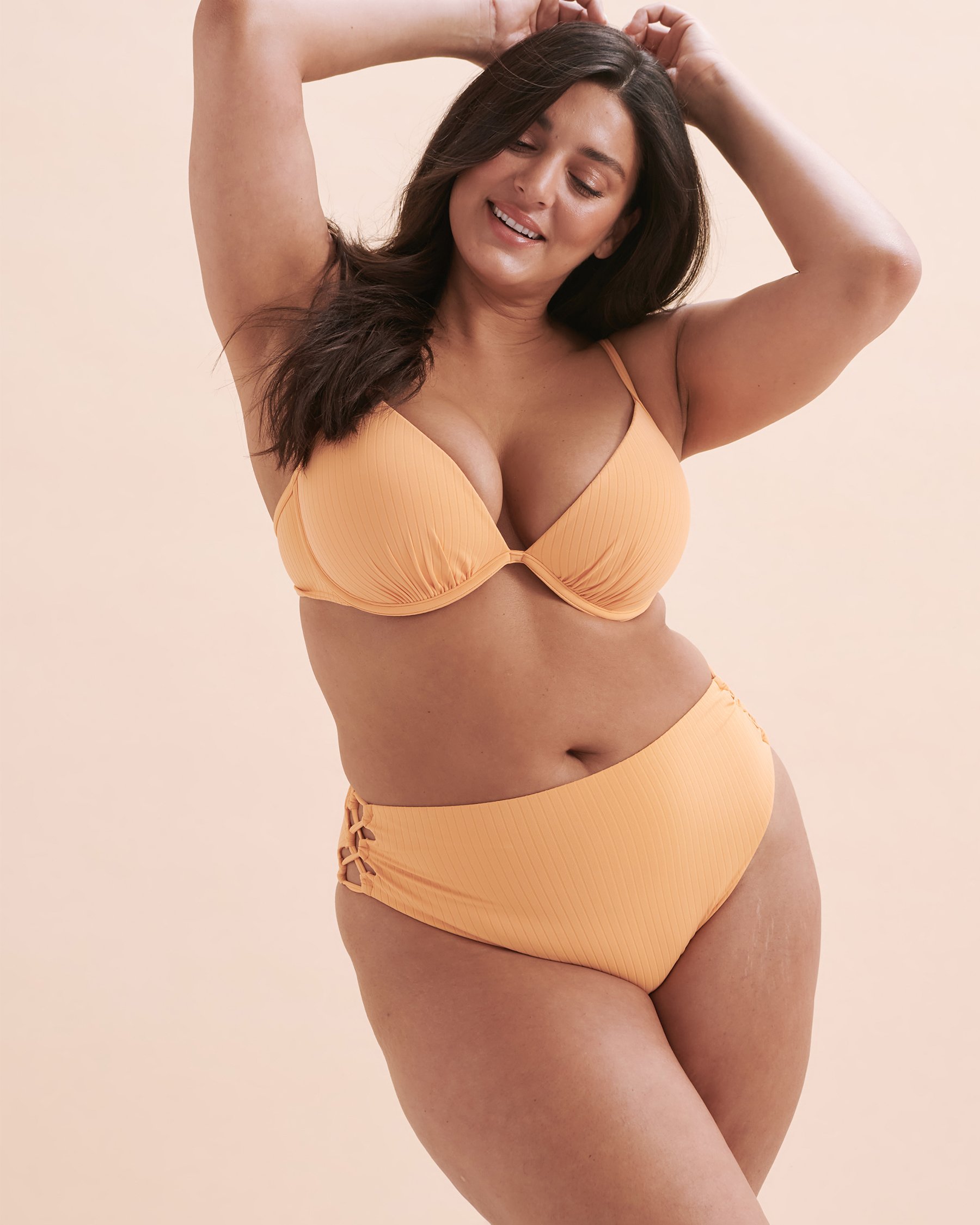 TROPIK Bas de bikini brésilien taille haute côtelé Sunset Citrouille 01300317 - Voir8