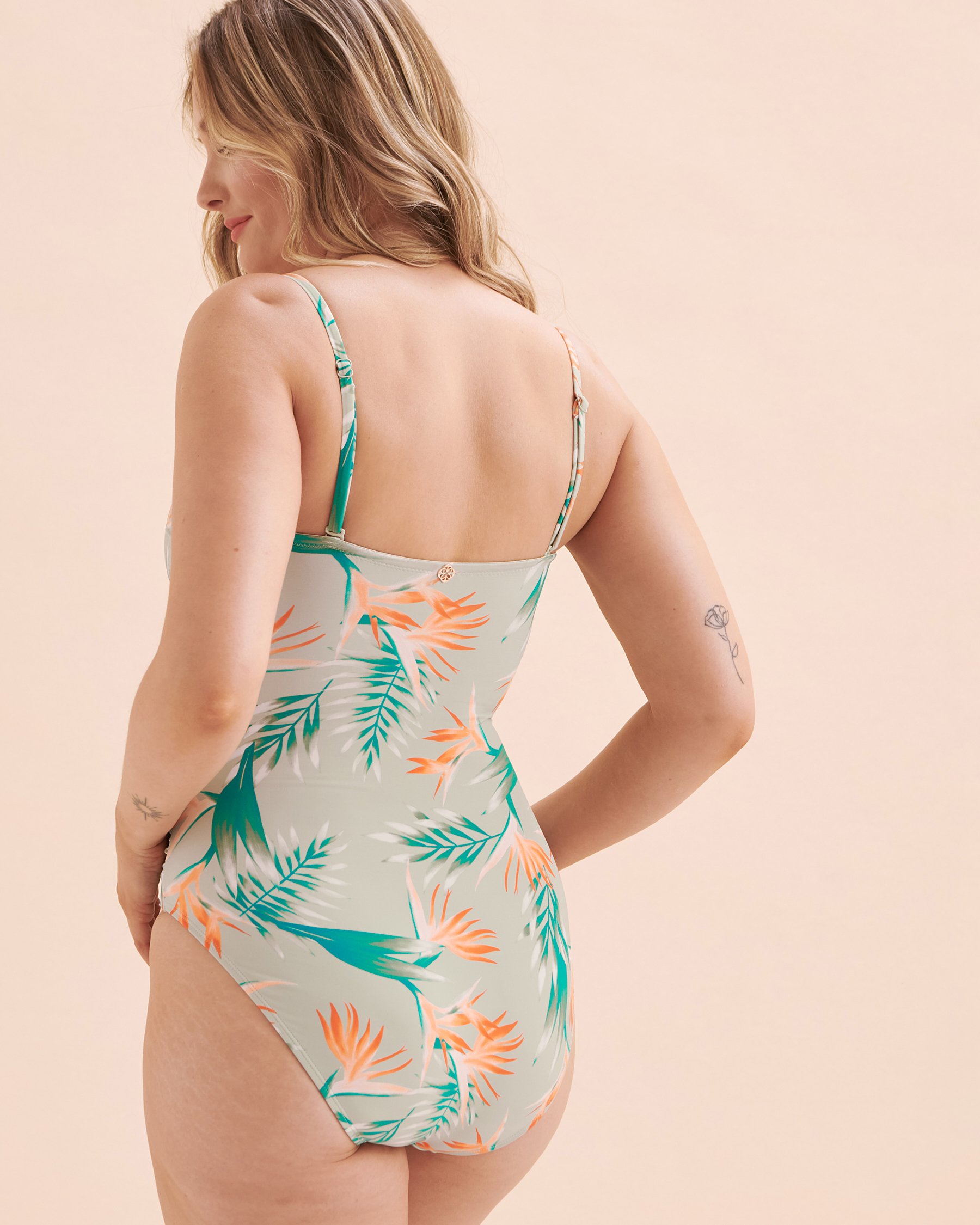 TURQUOISE COUTURE Maillot une-pièce bandeau Sage Paradise Imprimé sauge tropicale 01400066 - Voir8