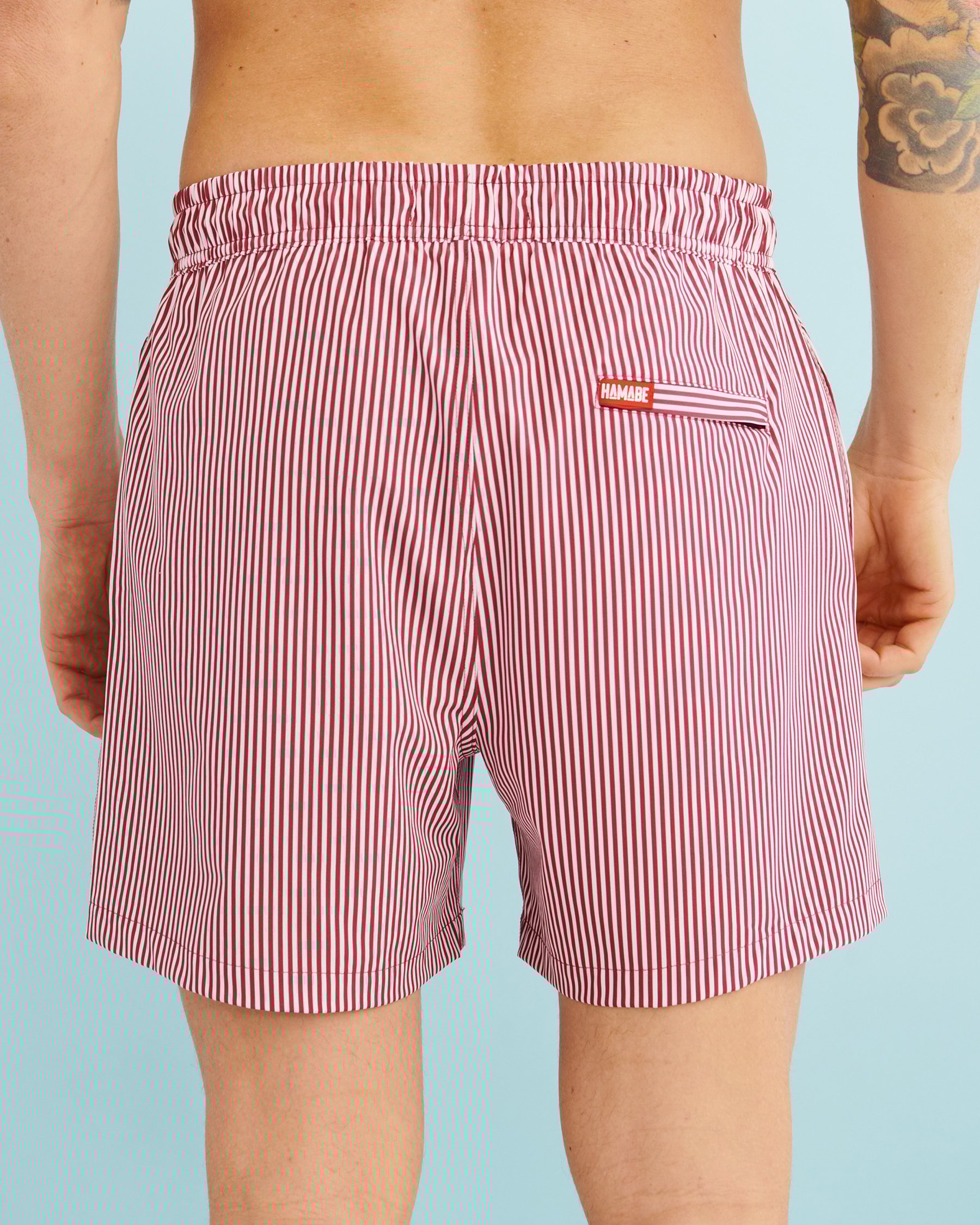 HAMABE Volley Swimsuit with Mesh Lining Red stripes 03100001 - View3