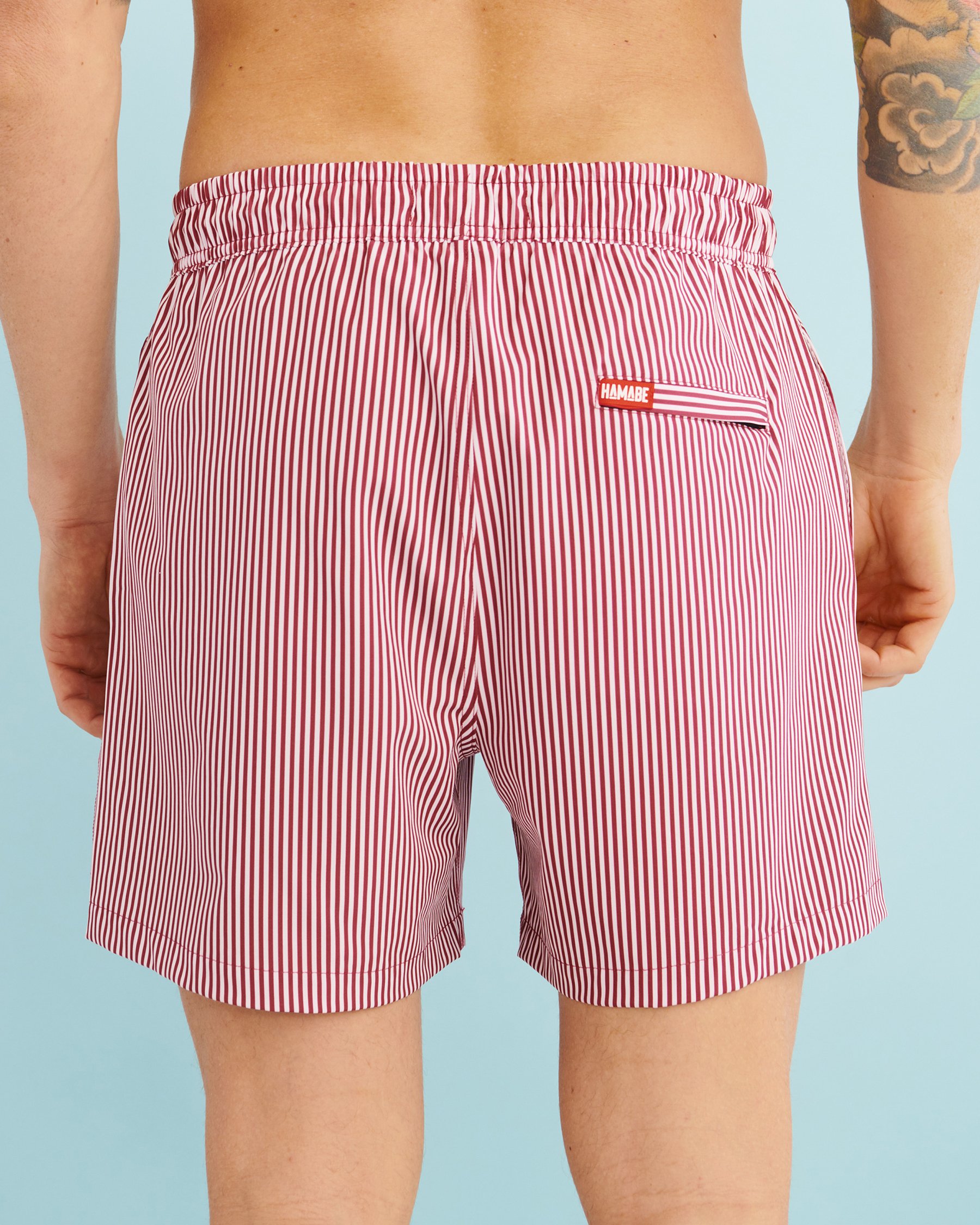 HAMABE Volley Swimsuit with Mesh Lining Red stripes 03100001 - View3