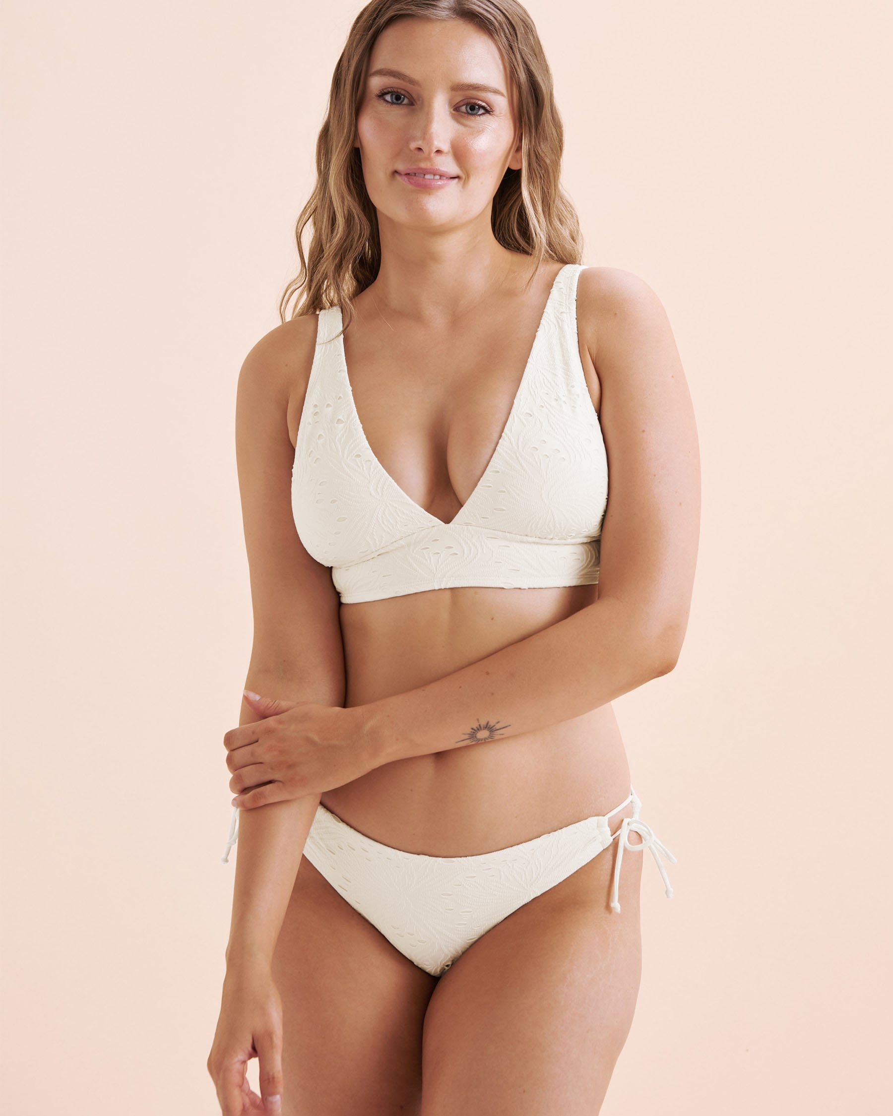 SKYE Bloom Isabella Lace Wide Band Triangle Bikini Top Cream White SK78911 - View4