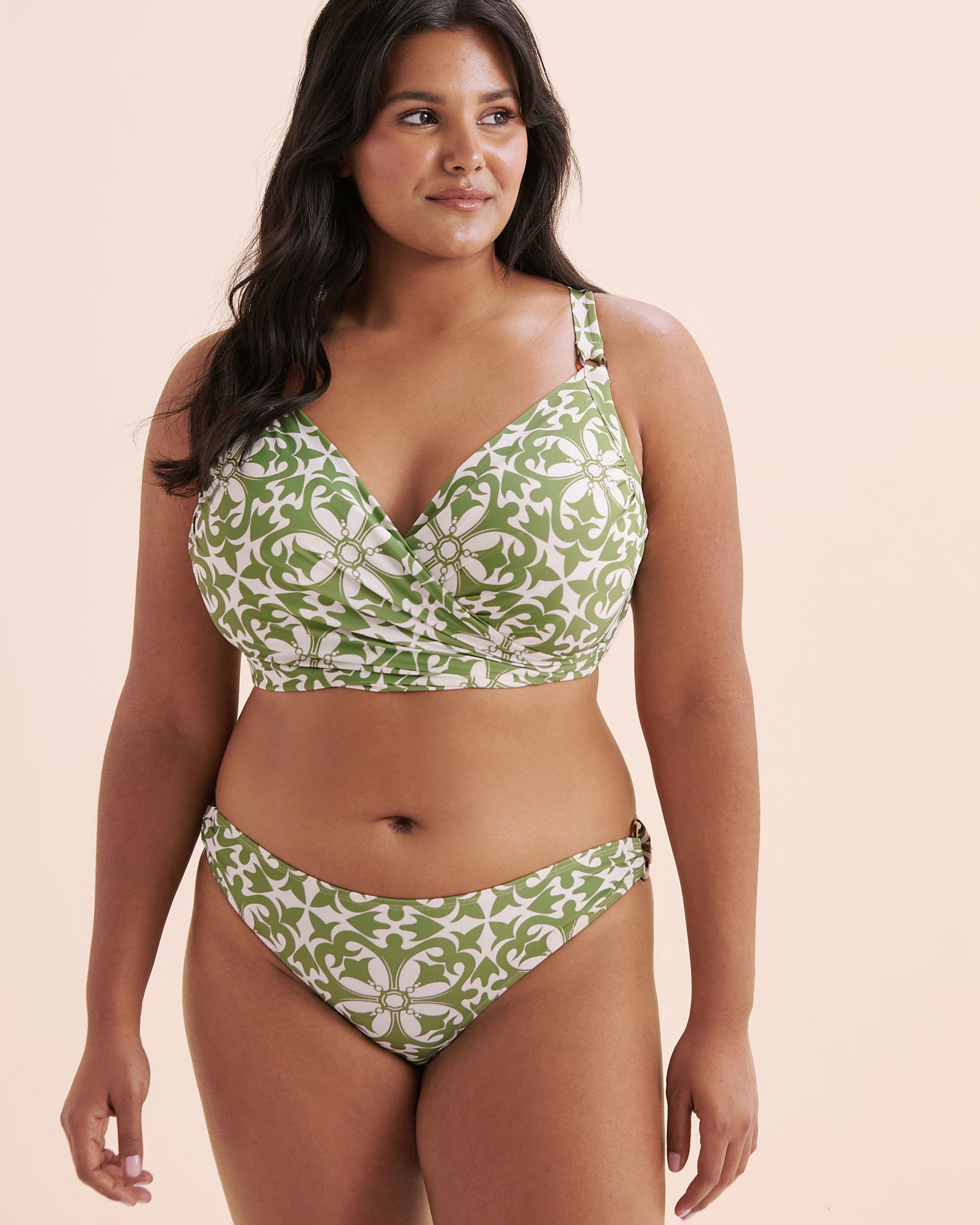 TURQUOISE COUTURE Haut de bikini plongeant bonnet D Mosaïque Vert Jade 01200105 - Voir4