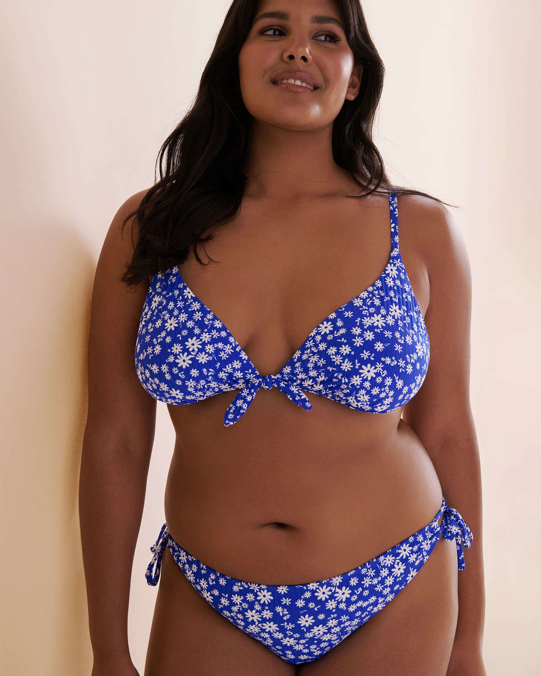 MY BIKINI STORY Haut de bikini triangle côtelé Ditsy Summer Bleu 01100418 - Voir8