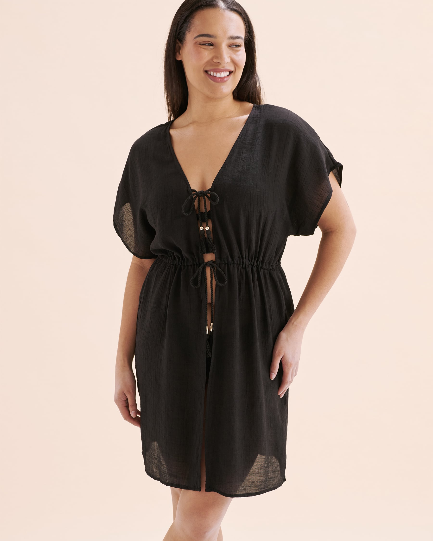 COSTA DEL REY Kimono Voile Black 02400050 - View1