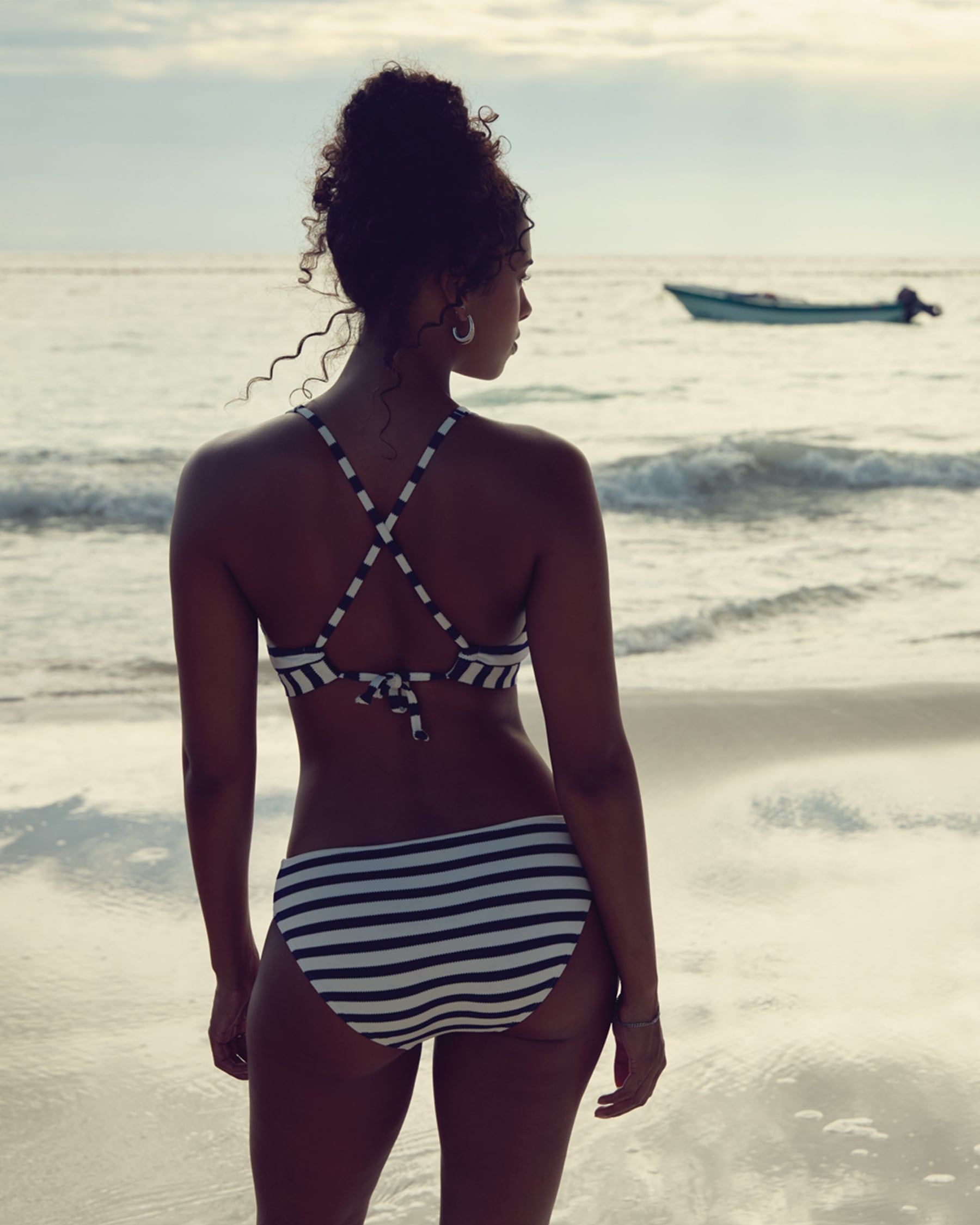 SKYE Nautik Melanie Low Rise Bikini Bottom Black and white SK78635 - View2