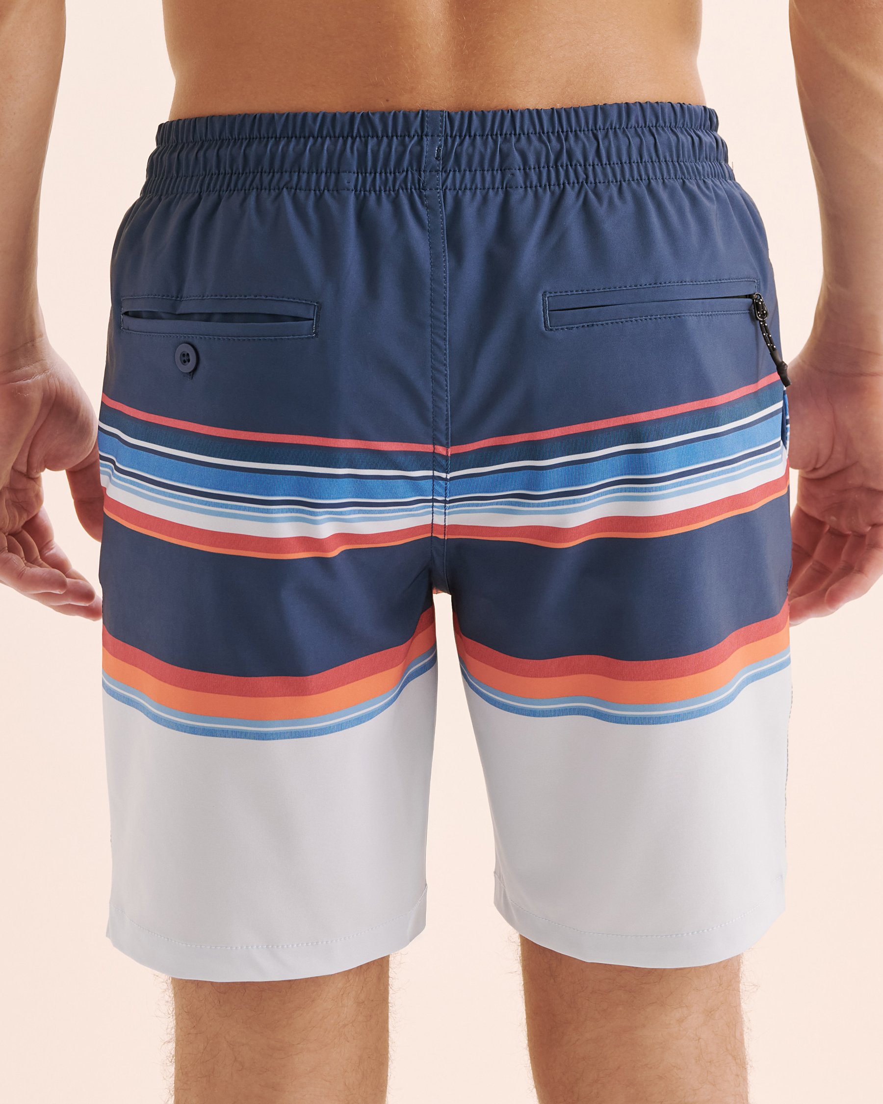 LUCKY ALOHA Maillot volley avec filet Phase Rayures bleues marines PHS1047 - Voir2