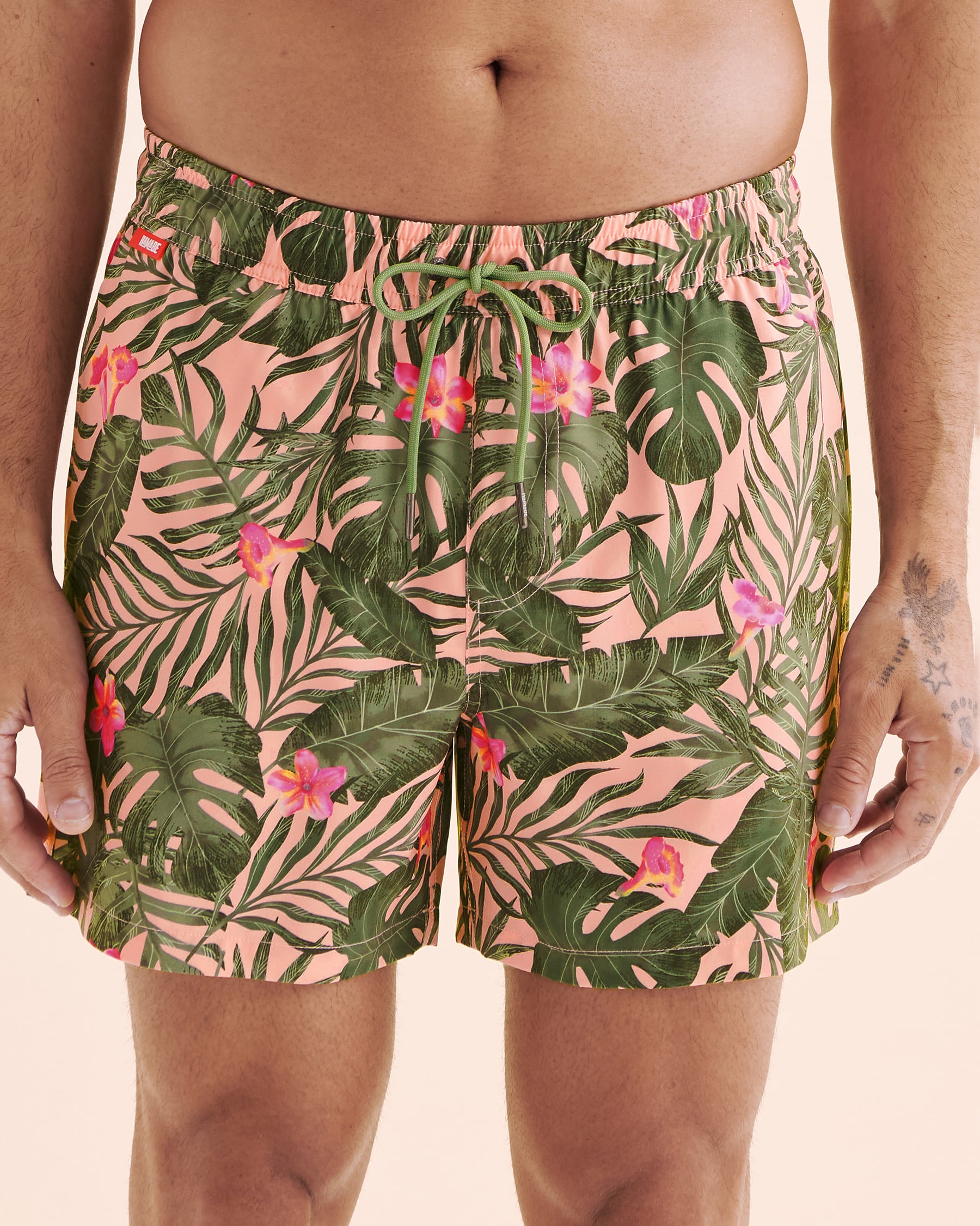 HAMABE Volley Swimsuit with Long Lining Pink Tropical 03100054 - View3