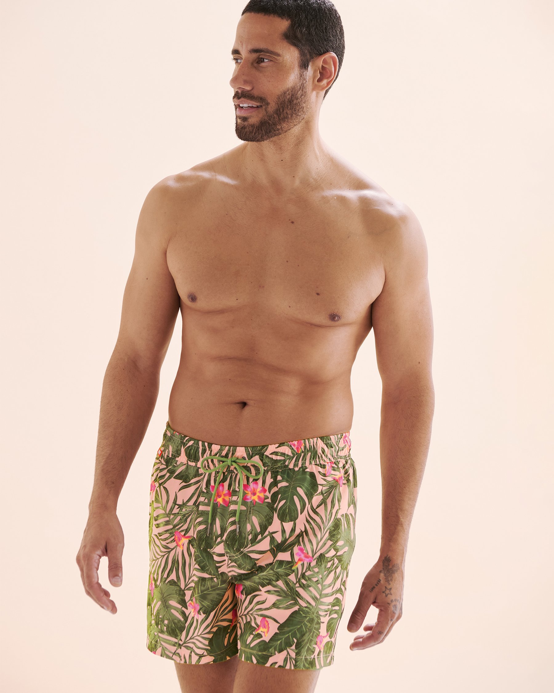 HAMABE Volley Swimsuit with Long Lining Pink Tropical 03100054 - View6