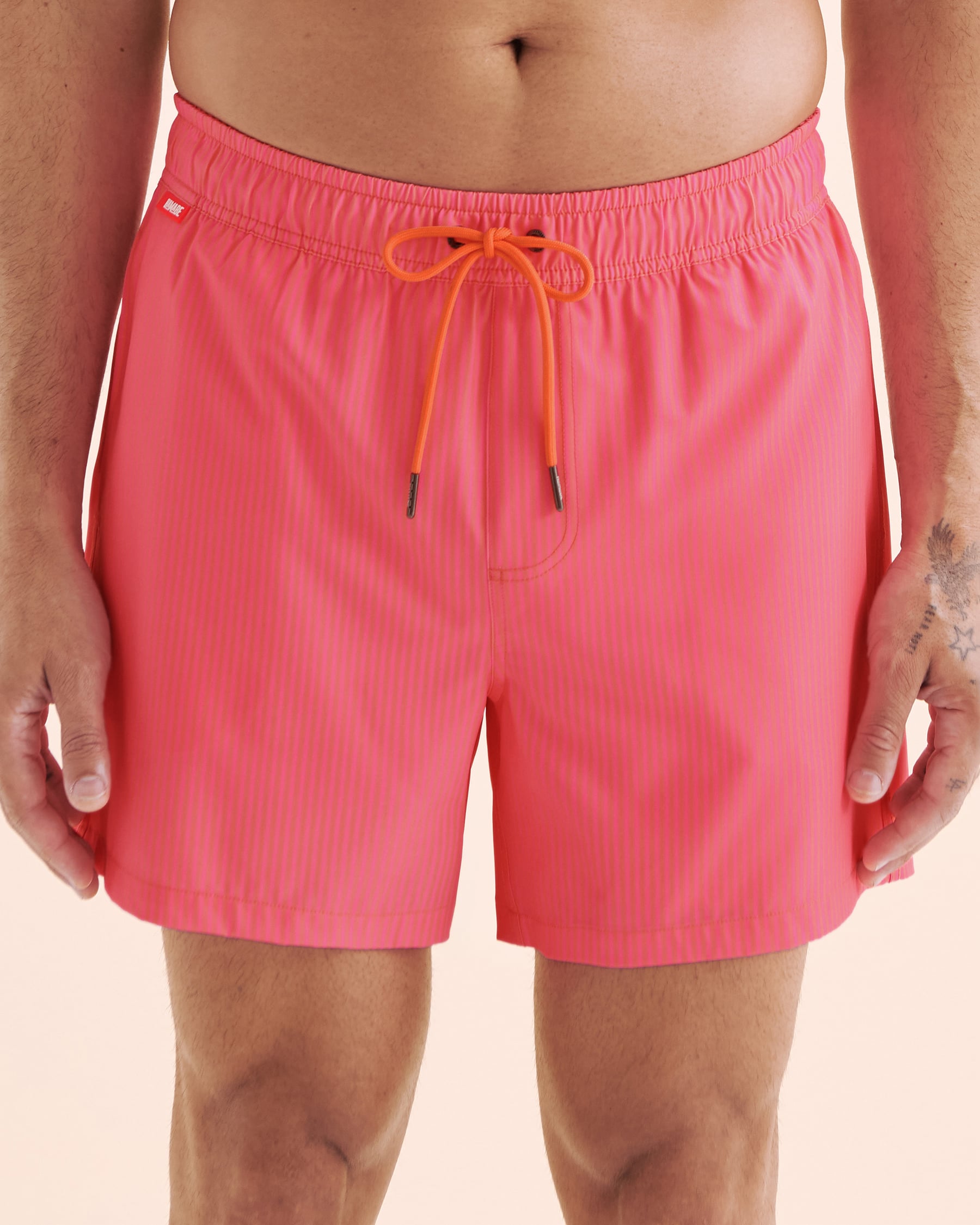 HAMABE Volley Swimsuit with Long Lining Pinstripe Neon Pink 03100054 - View1