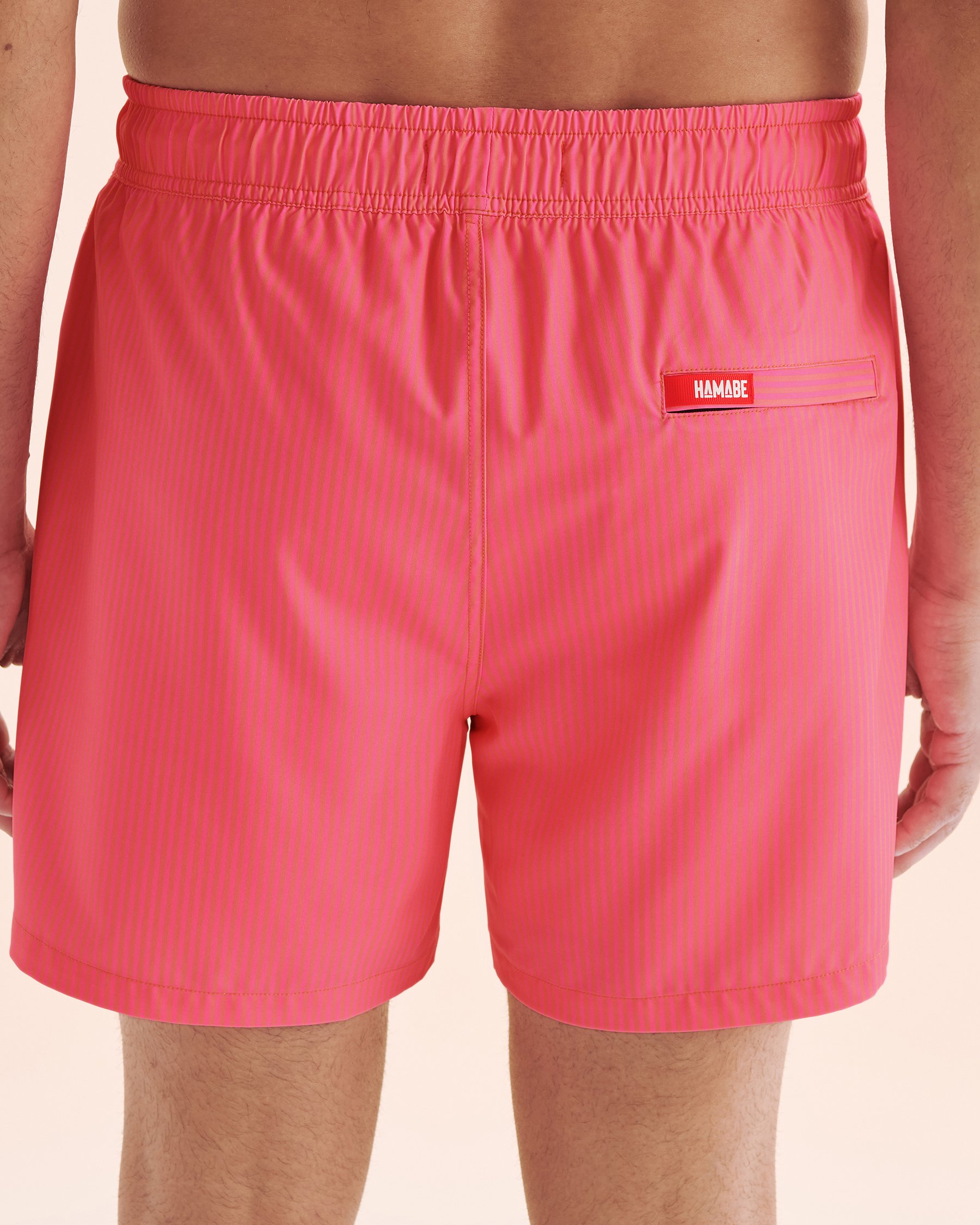 HAMABE Volley Swimsuit with Long Lining Pinstripe Neon Pink 03100054 - View2
