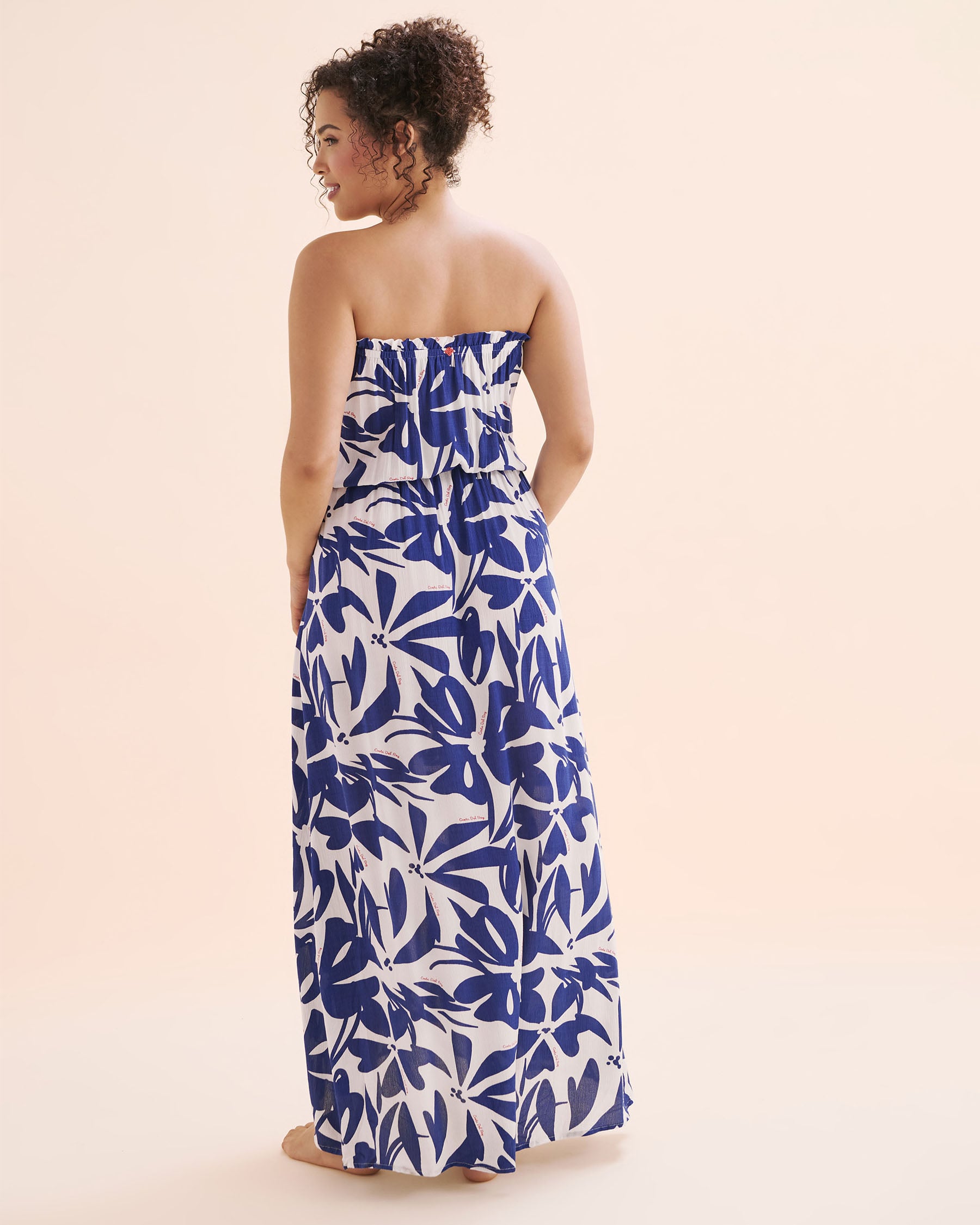 COSTA DEL REY Bandeau Midi Gauze Dress Floral Blue 02300174 - View7