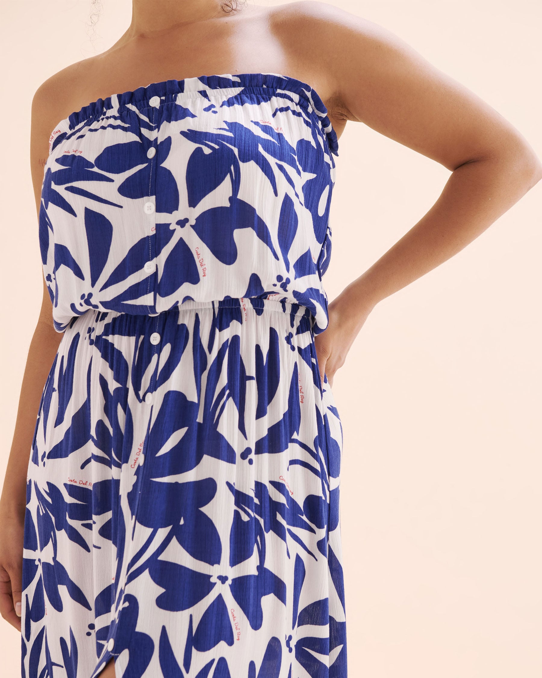 COSTA DEL REY Bandeau Midi Gauze Dress Floral Blue 02300174 - View9
