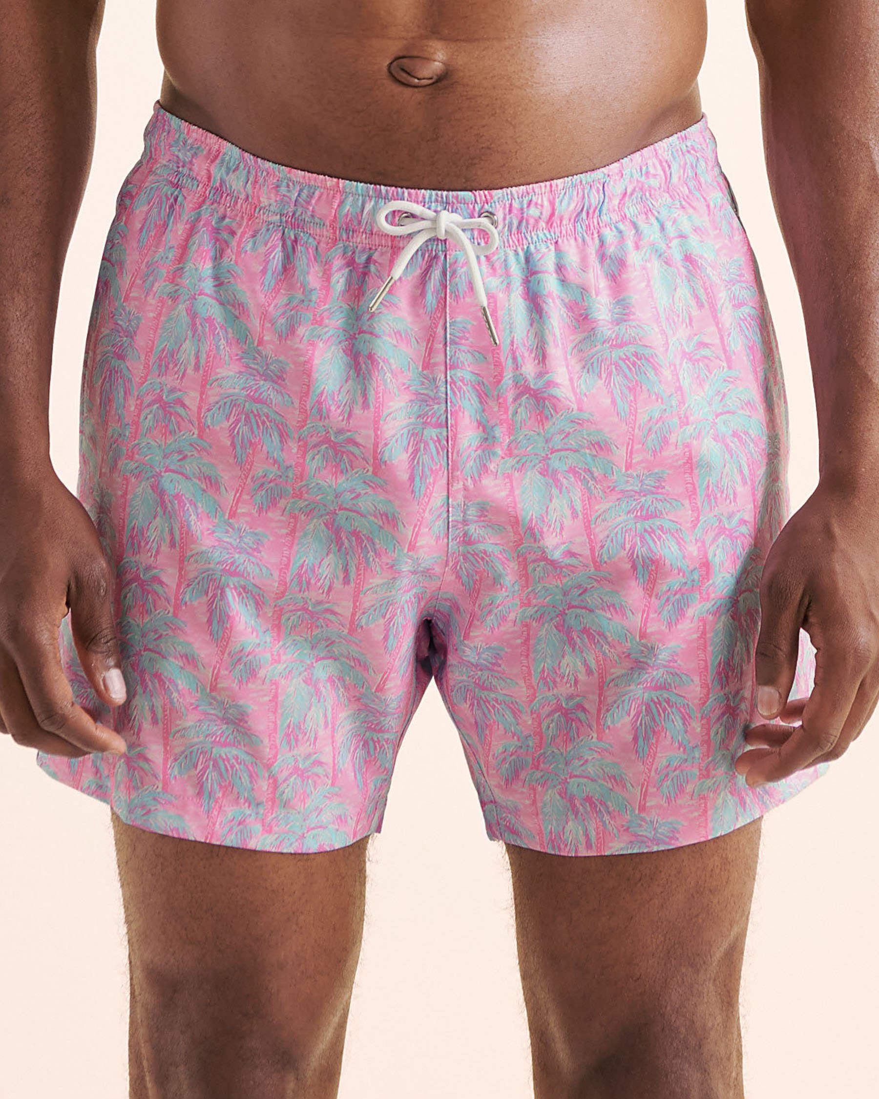 BERMIES Maillot classique palmiers avec doublure de compression Rose PKPLMTRE-CLA - Voir1