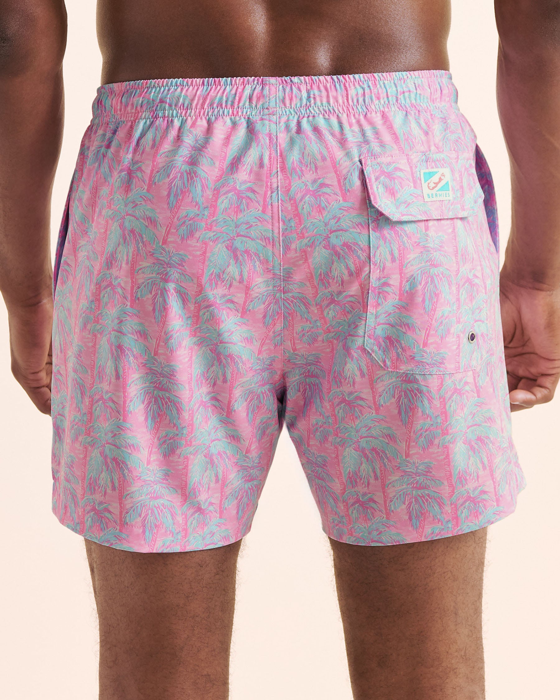 BERMIES Maillot classique palmiers avec doublure de compression Rose PKPLMTRE-CLA - Voir2