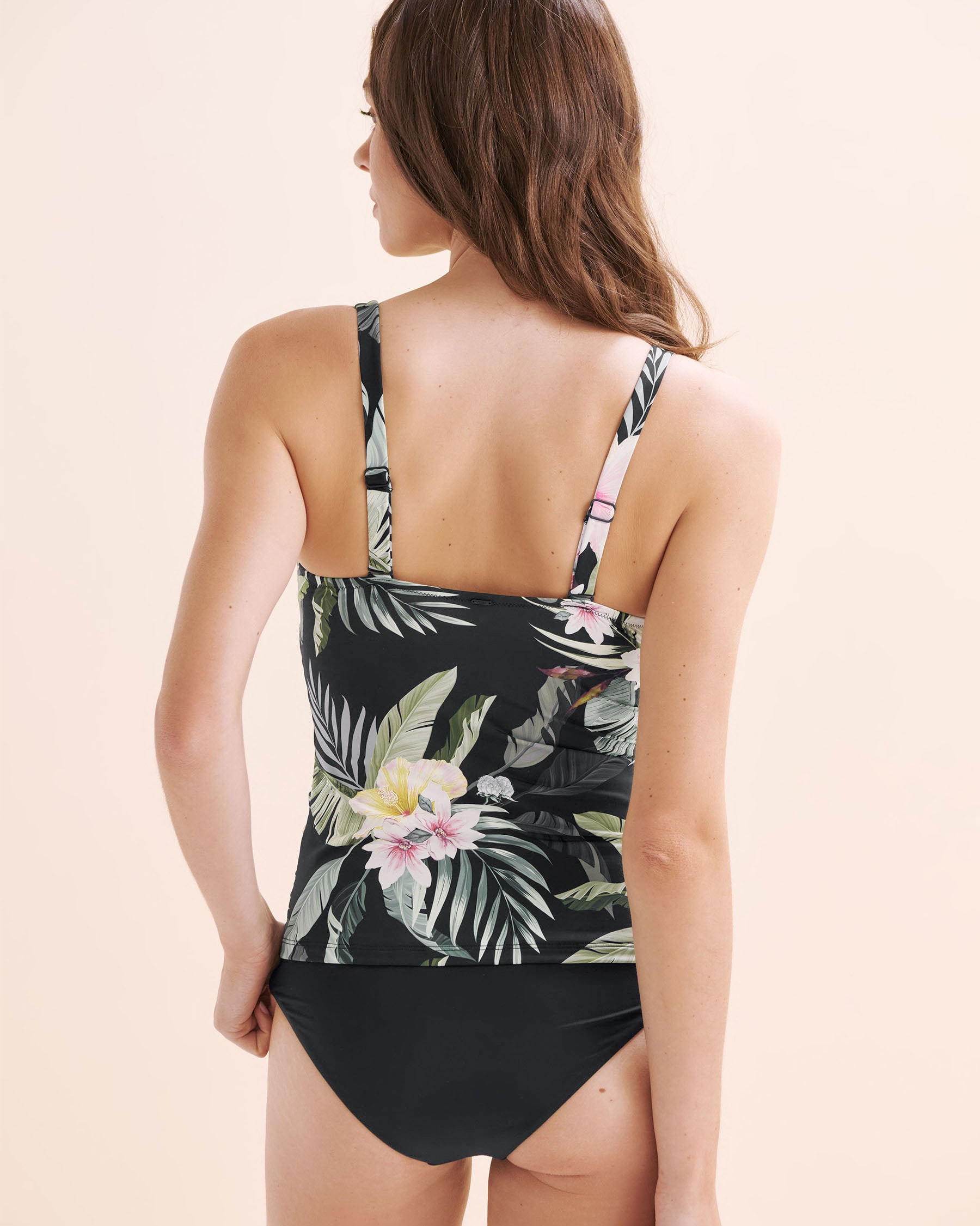 EVERYDAY SUNDAY Tankini avec nœud torsadé à l’avant Coastal Heaven Noir, vert, rose ESBEAW05607 - Voir2