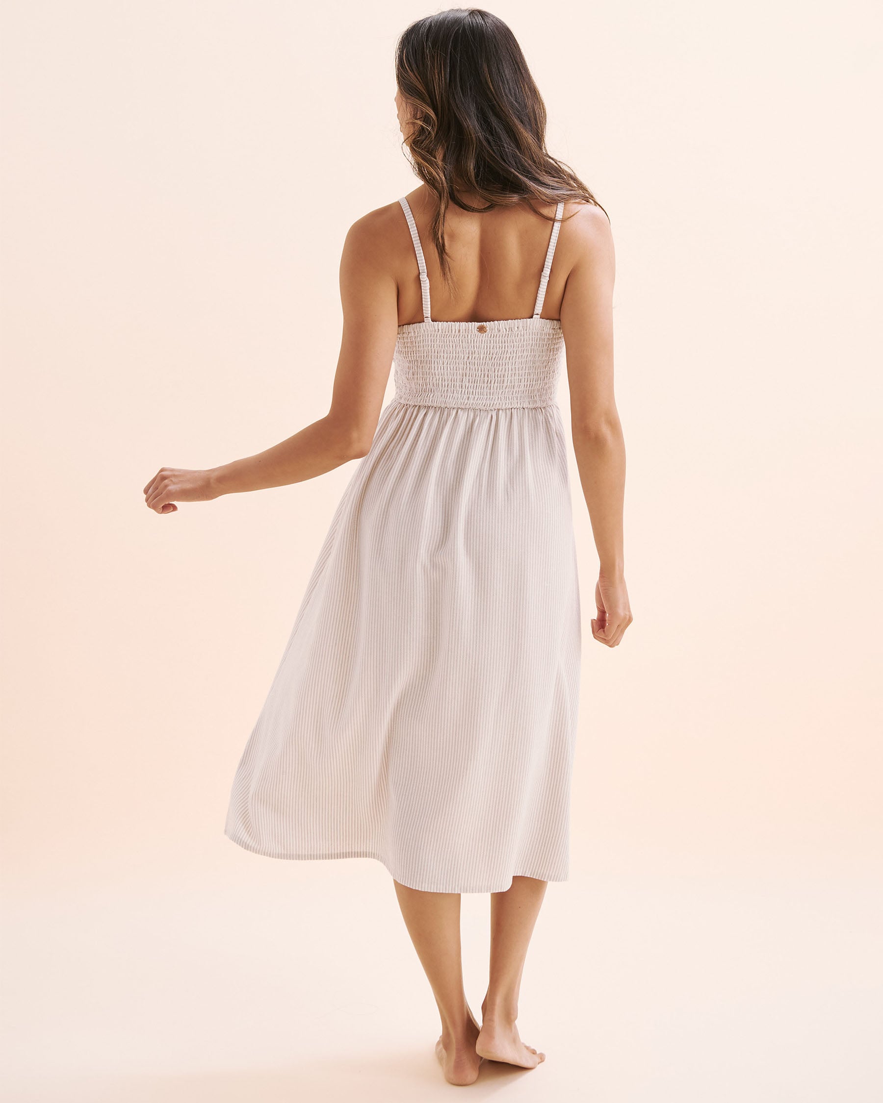 OFF THE BEACH Robe rayée boutonnée sur le devant Rayures beige 02300170 - Voir6