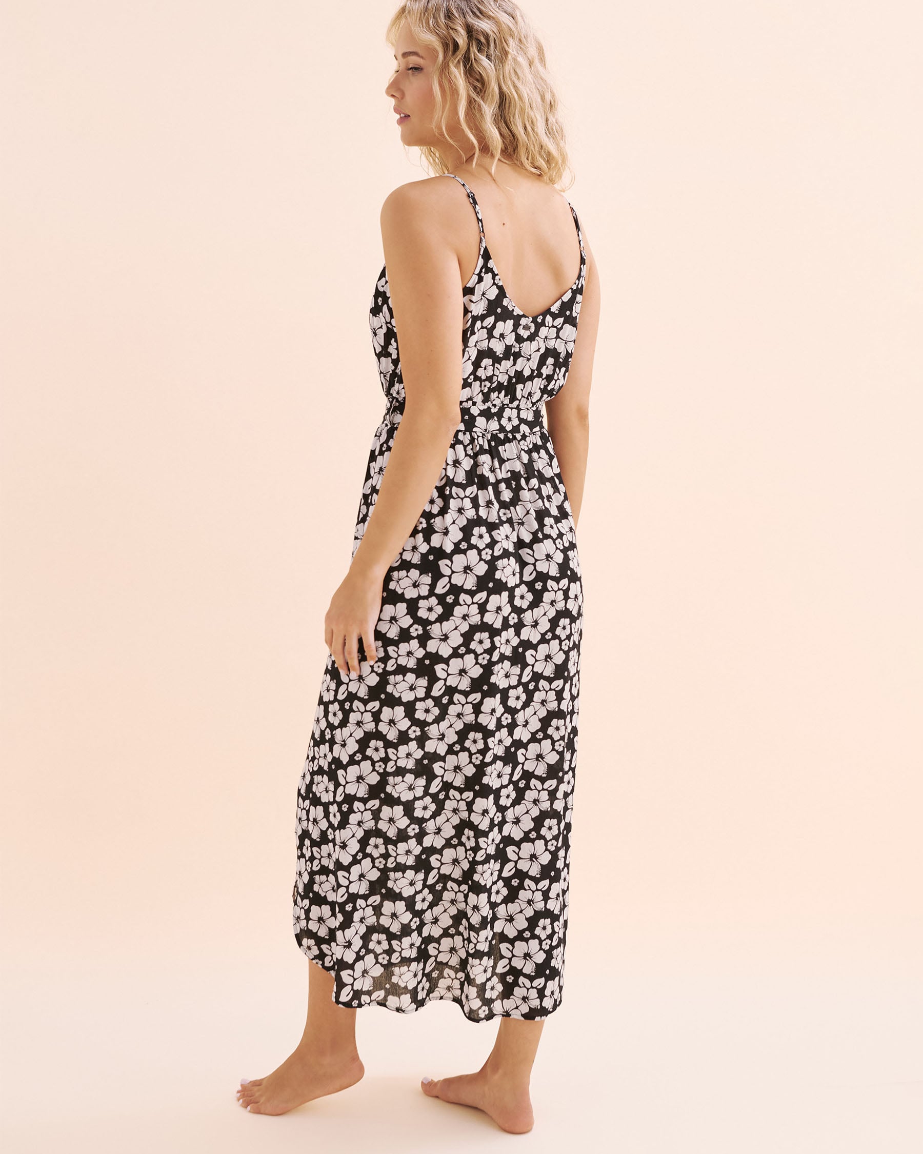 TROPIK Gauze Long Dress Black and white 02300172 - View6