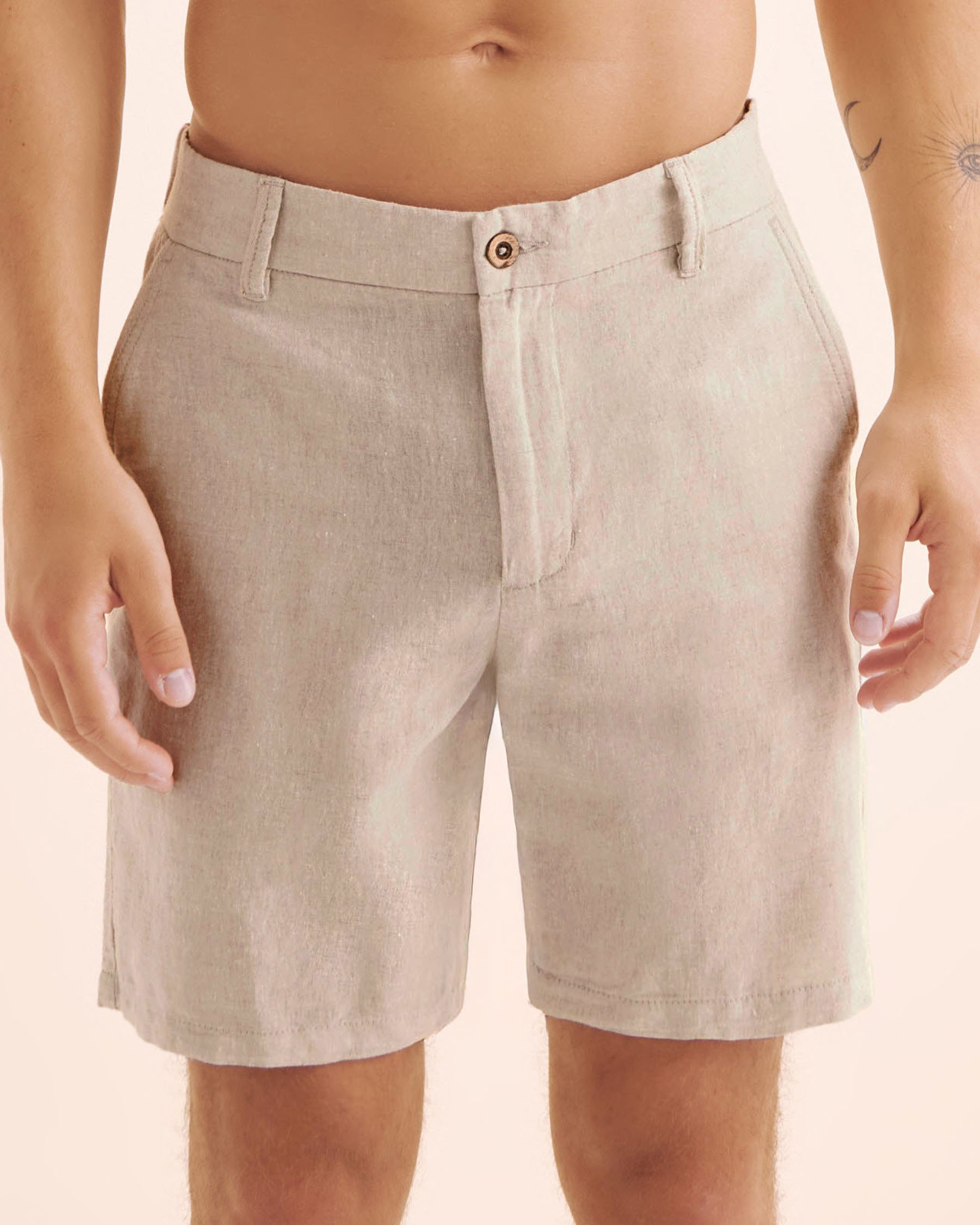 PUBLIC BEACH Linen Blend Bermuda Beige PB8801BIK - View1