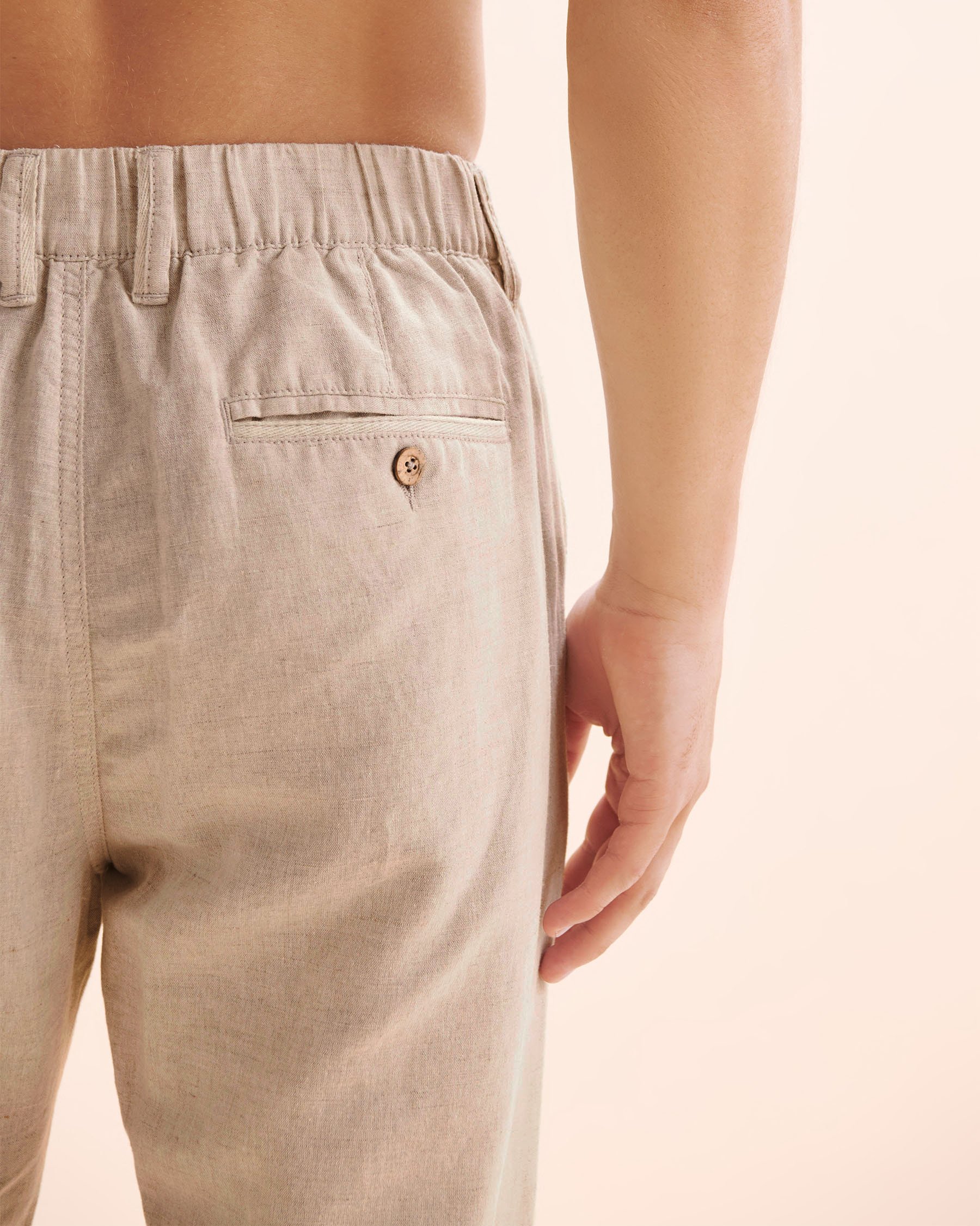 PUBLIC BEACH Linen Blend Pants Beige PB8101BIK - View3