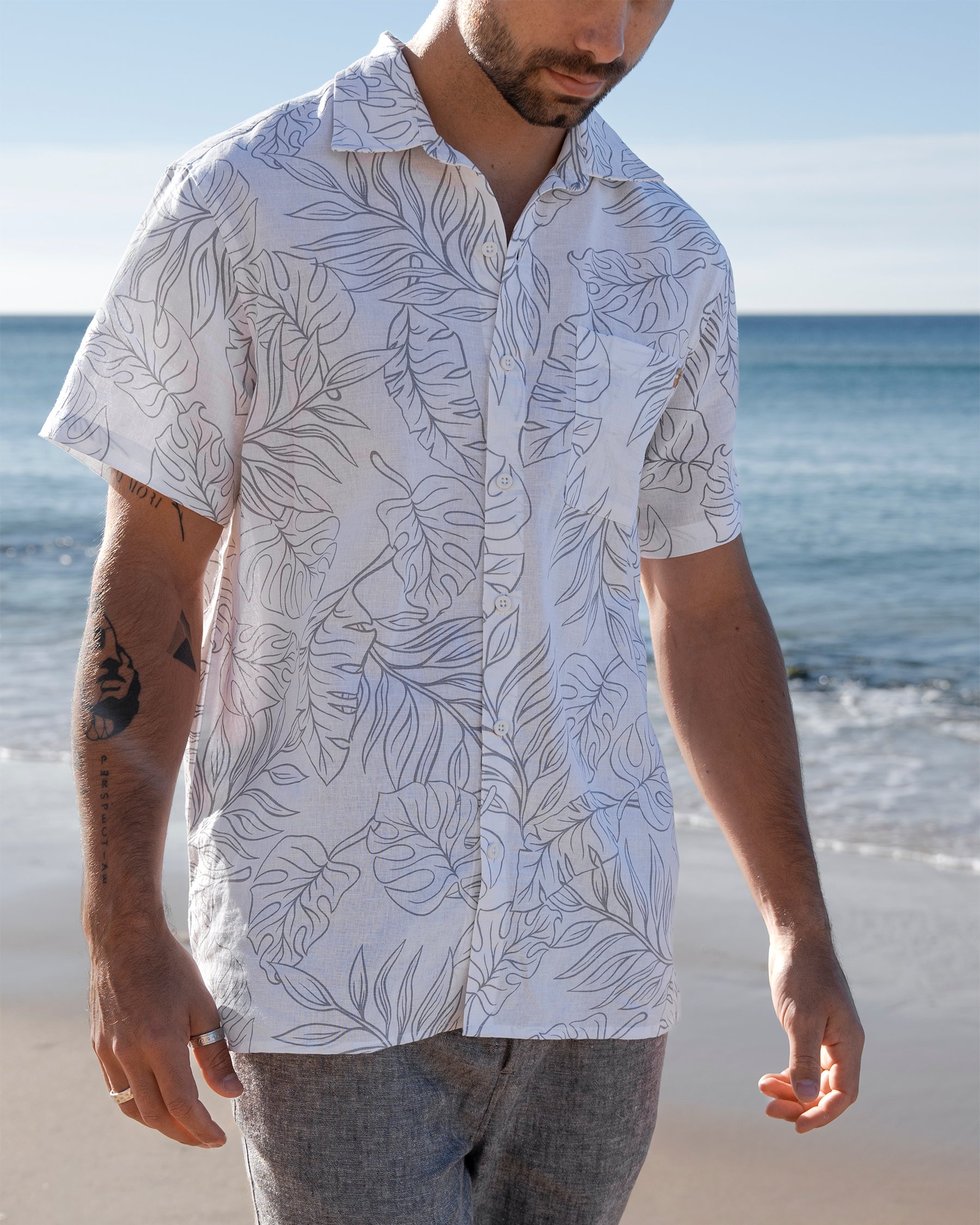 OFF THE BEACH Linen Short Sleeves Shirt White 04100042 - View1