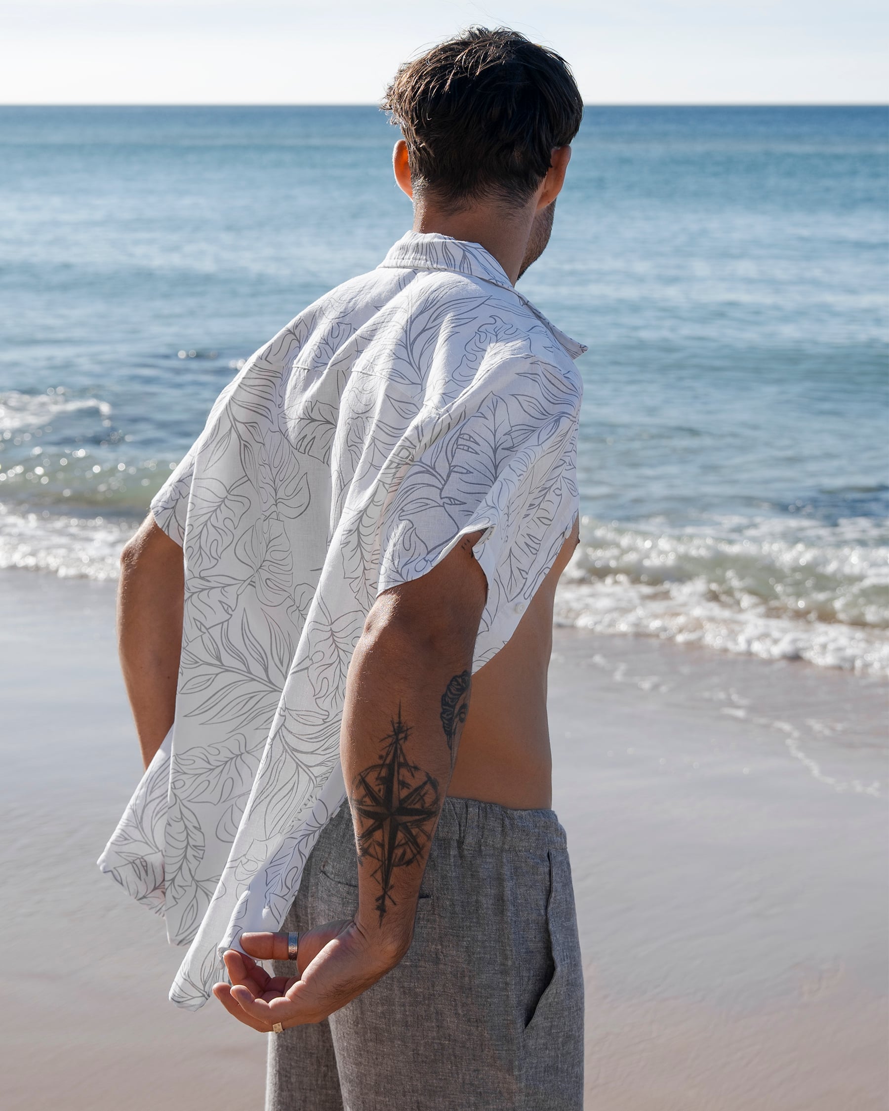 OFF THE BEACH Linen Short Sleeves Shirt White 04100042 - View2