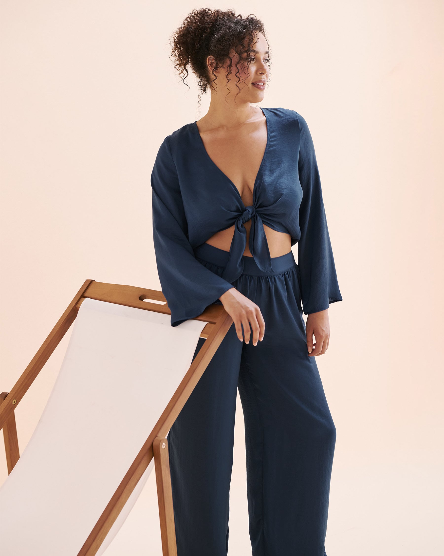 SANTEMARE Pantalon en satin Bleu marine 02200095 - Voir3