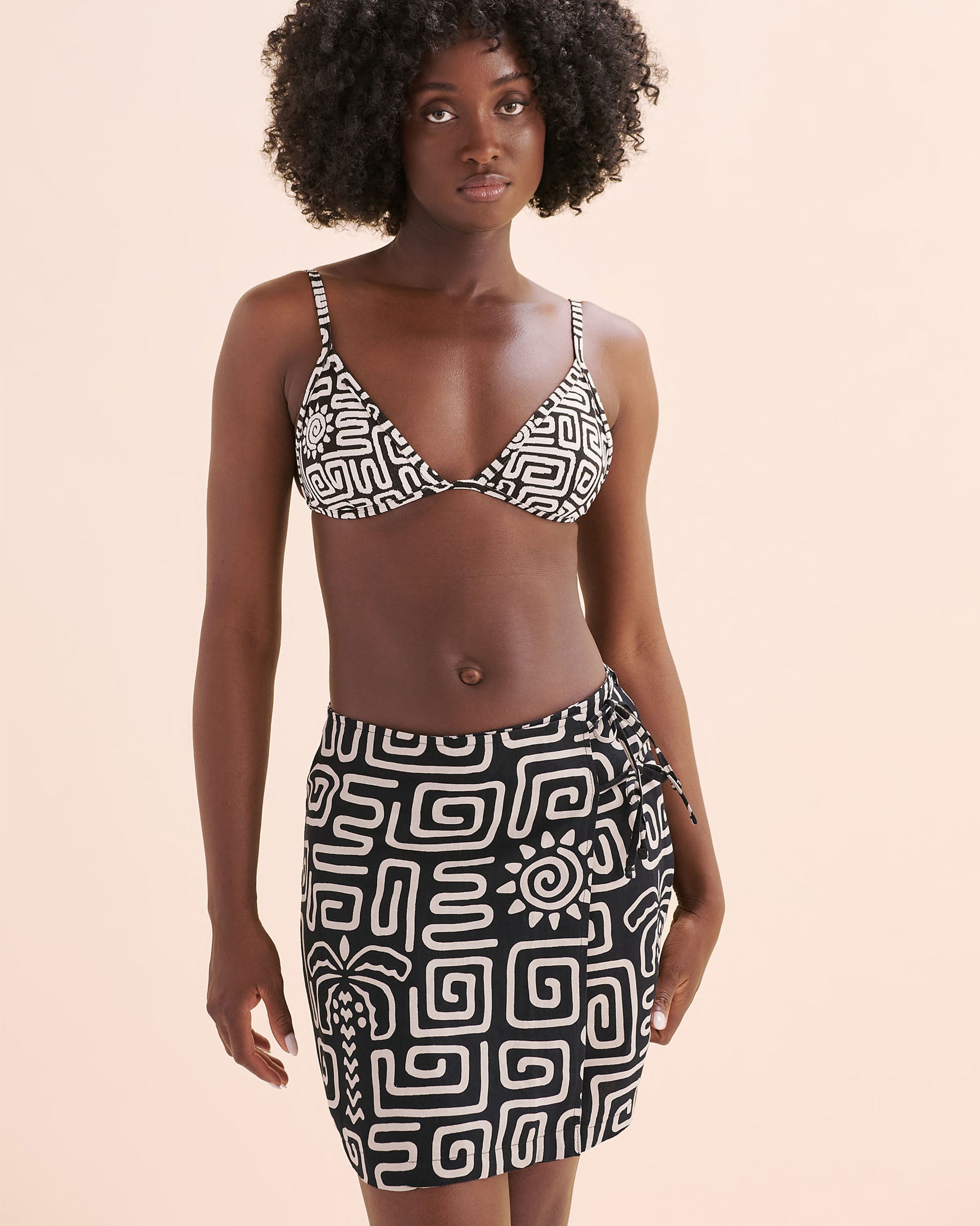 RIP CURL Jupe portefeuille Luau Sunset Noir et beige 02MWSK - Voir3