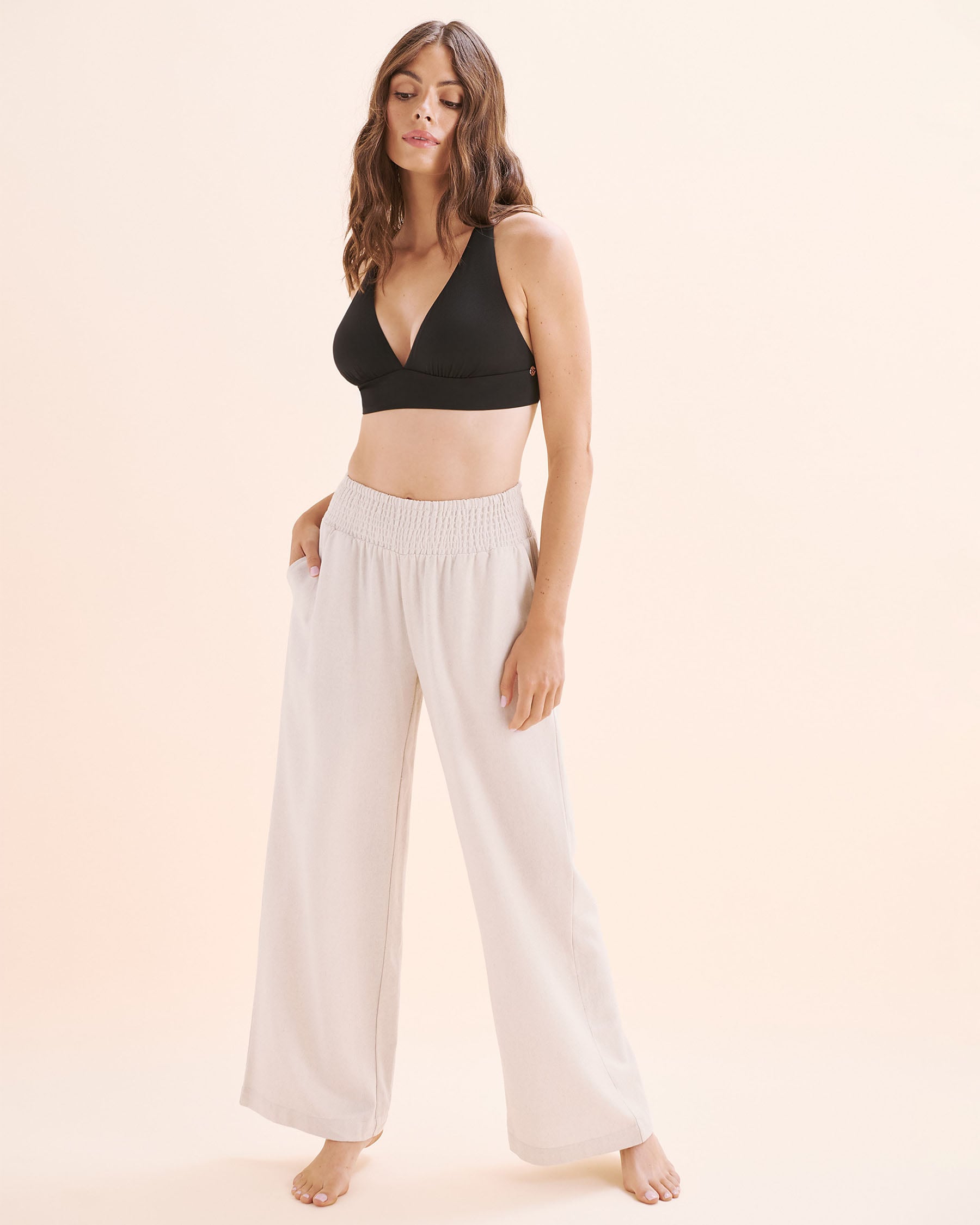 OFF THE BEACH Pantalon à jambe large Beige 02200099 - Voir3