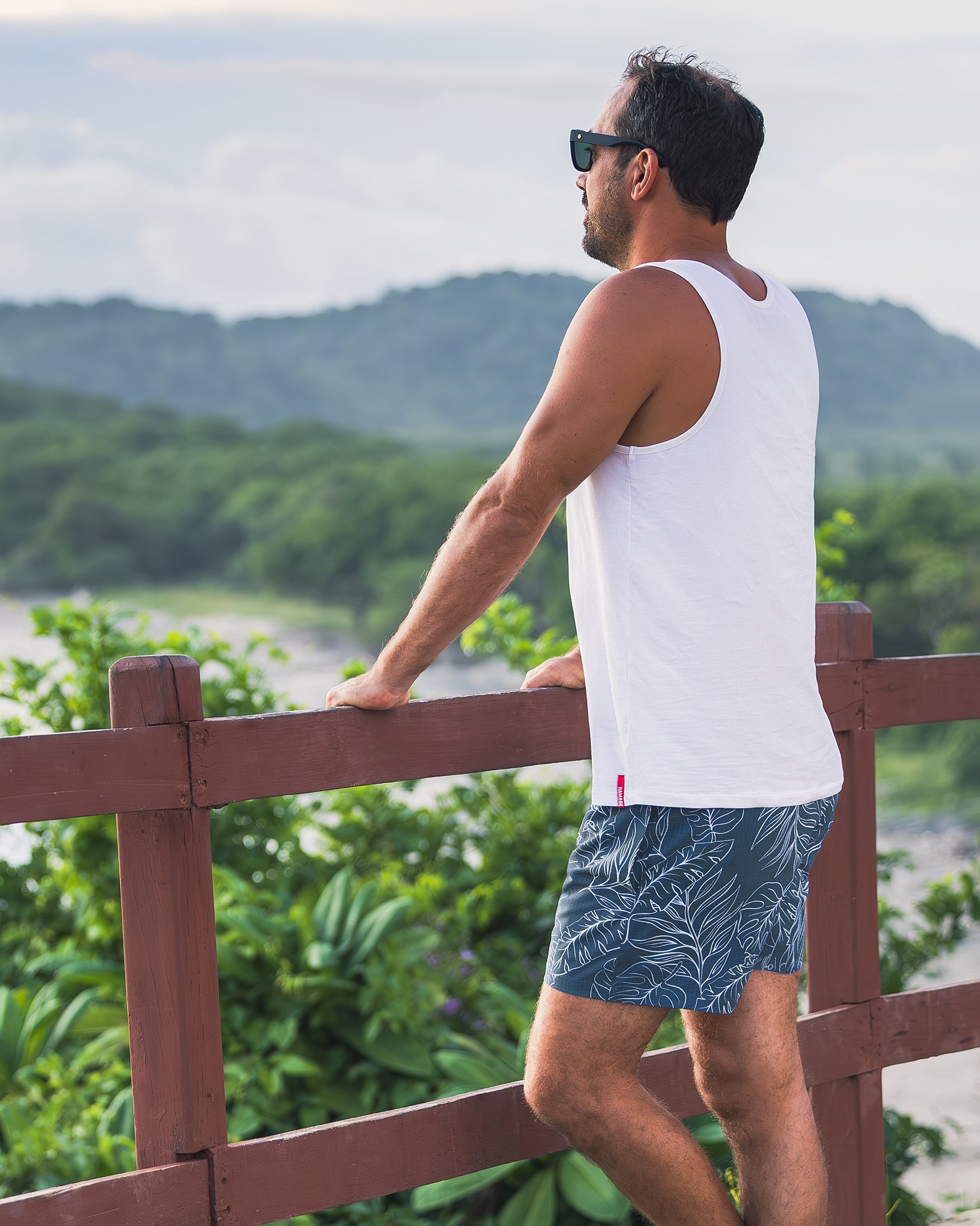 HAMABE Volley Swimsuit Tropical Leaves/Blue 03100039 - View1