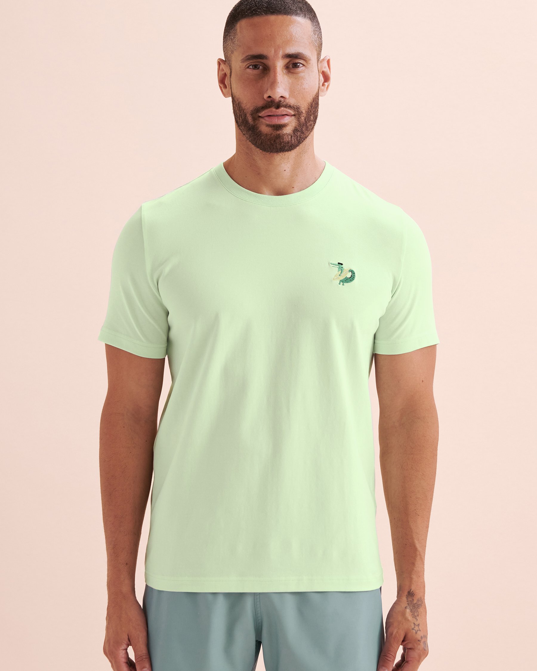 BERMIES T-shirt Surf Crocs Vert pâle SURF CROCS - Voir4