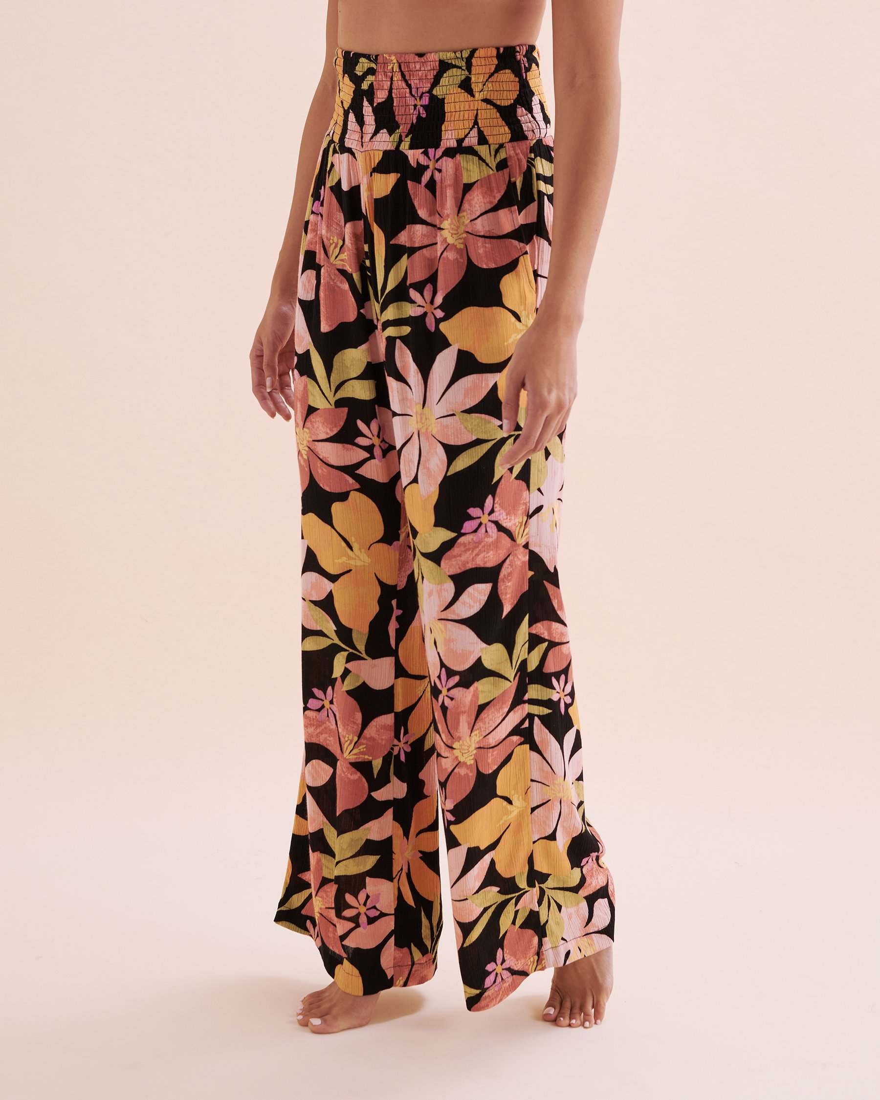 BILLABONG New Waves Wide-leg Pants Pink Flowers ABJNP00263 - View1