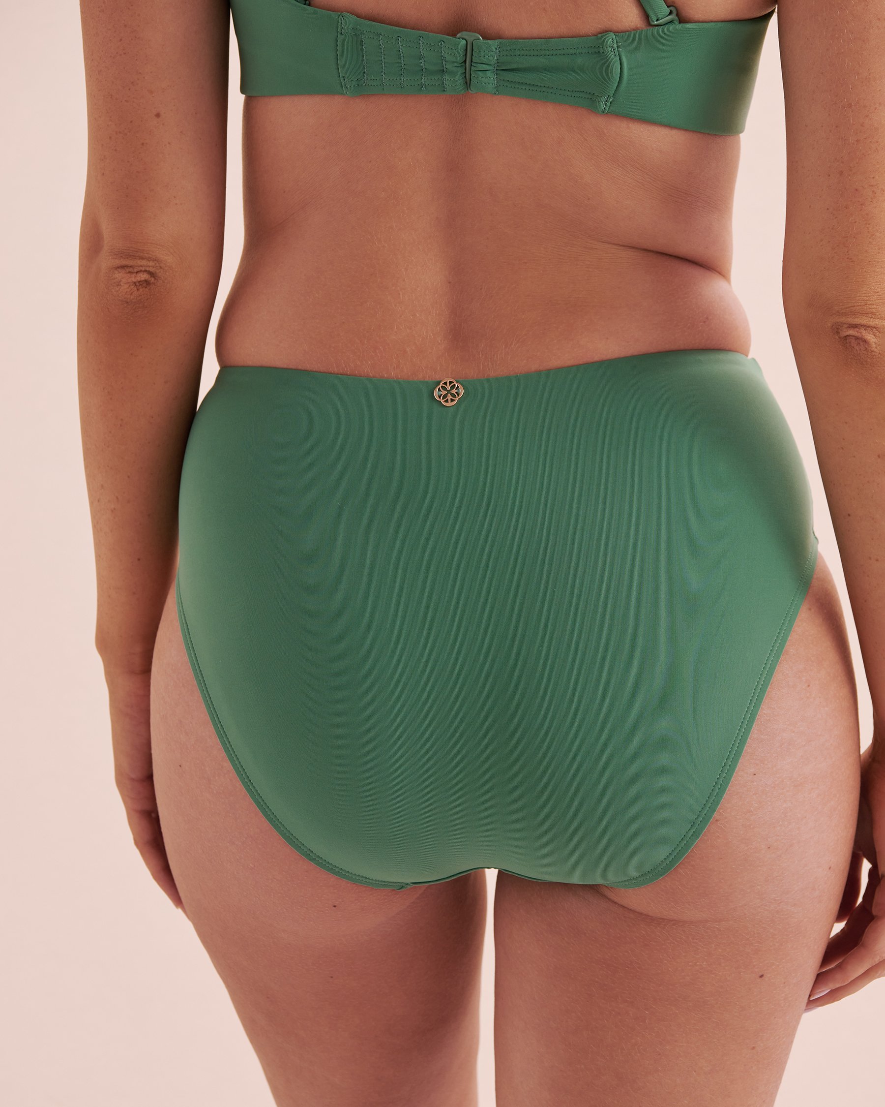 TURQUOISE COUTURE Bas de bikini taille mi-haute drapée Botanical Dream Vert botanique 01300371 - View4