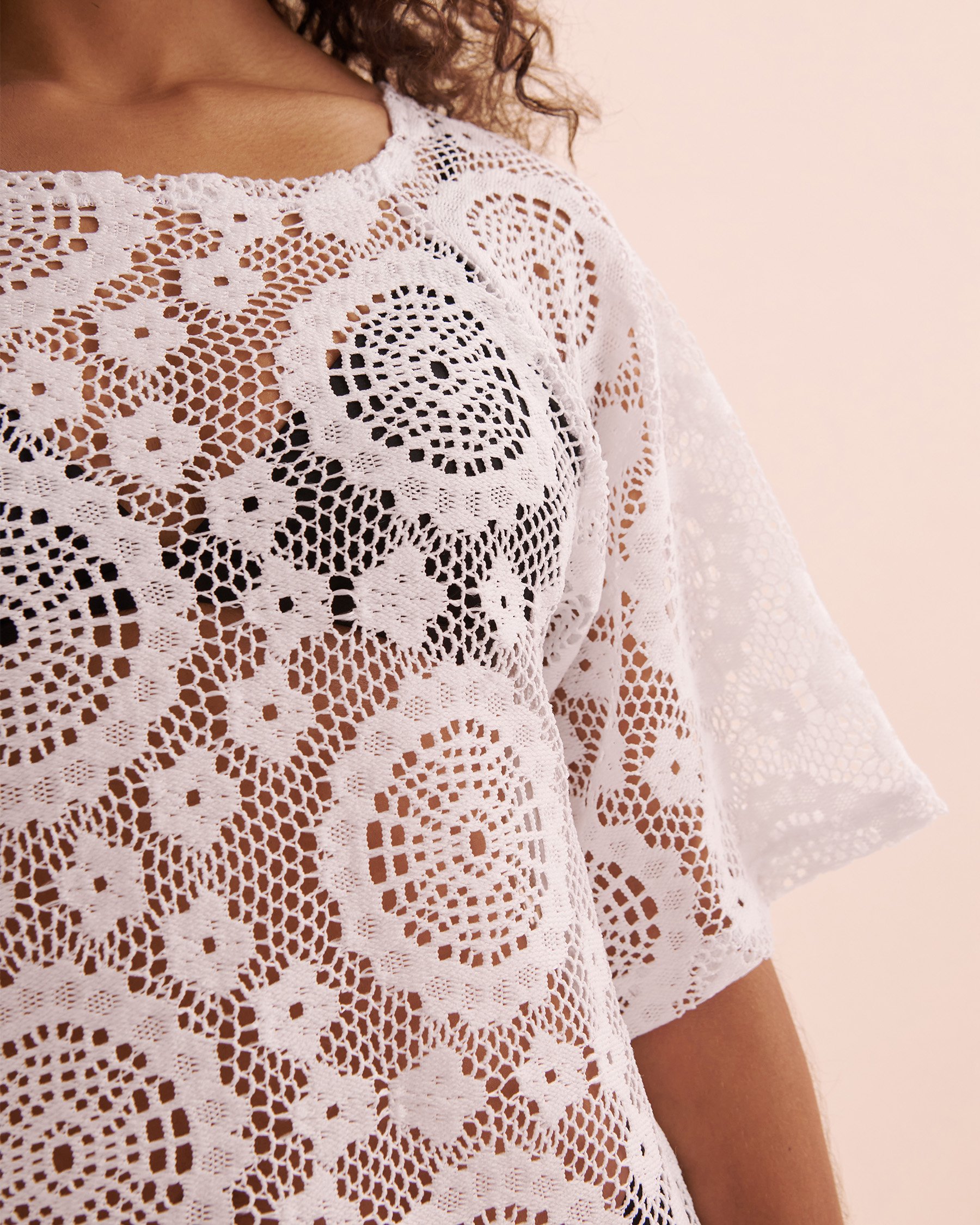COVER ME Bonbon Beach Crochet 3/4 Sleeve Tunic Off-white 25027106 - View3